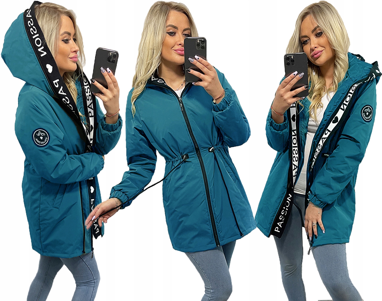 

Asymetryczna Parka kurtka Z Kapturem 4 XL