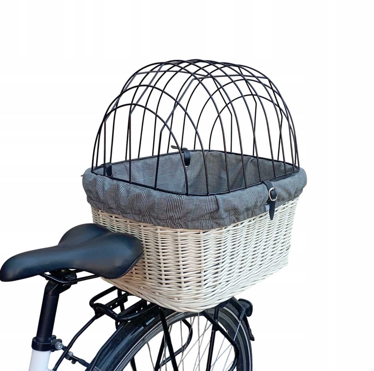 Duży kosz wiklinowy koszyk na rower Bagażnik psa +wkład +Poduszka