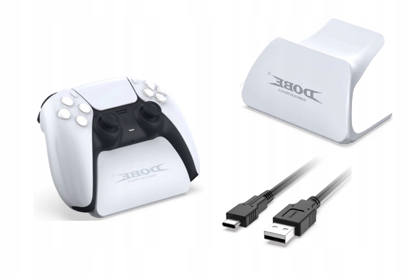 Stojak na kontroler PS5 z dołączonym kablem USB-C – biały