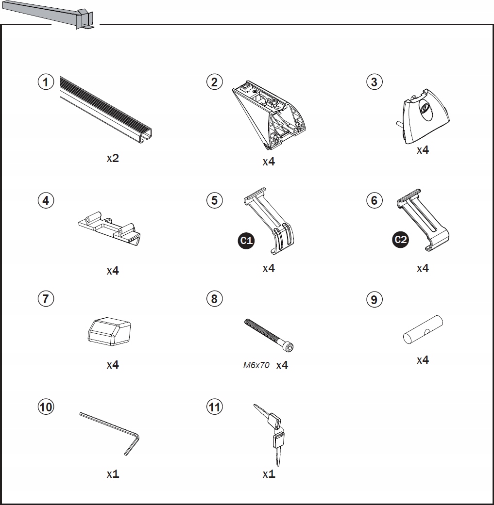 Belki dachowe na relingi stal do BMW Seria 3 E36 Touring Kombi 1994-1999 Numer katalogowy producenta D-2143-1-49-481-2090