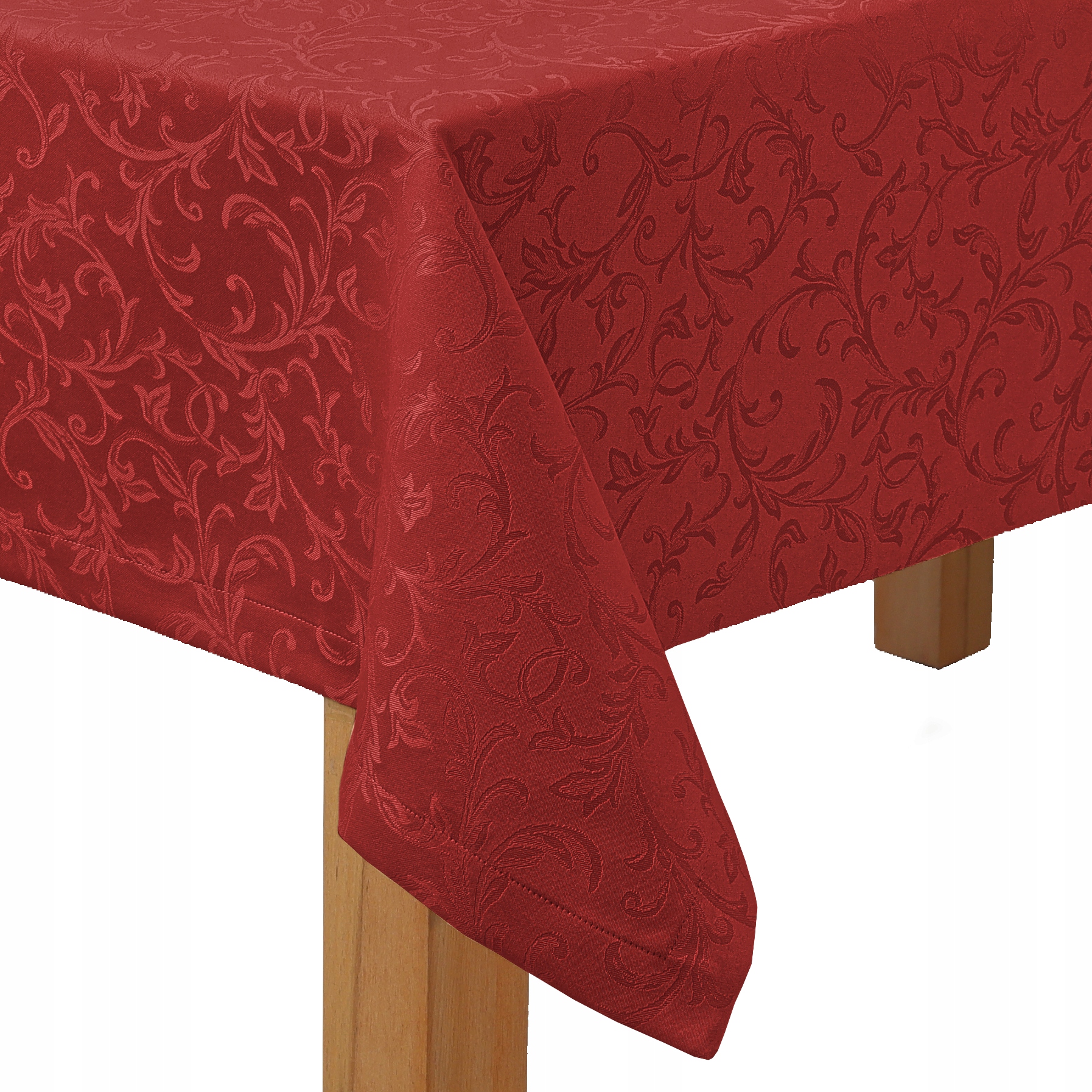 Ubrus odolný proti skvrnám Bordó šitý na 3 cm Akantový list 150 x 140 cm