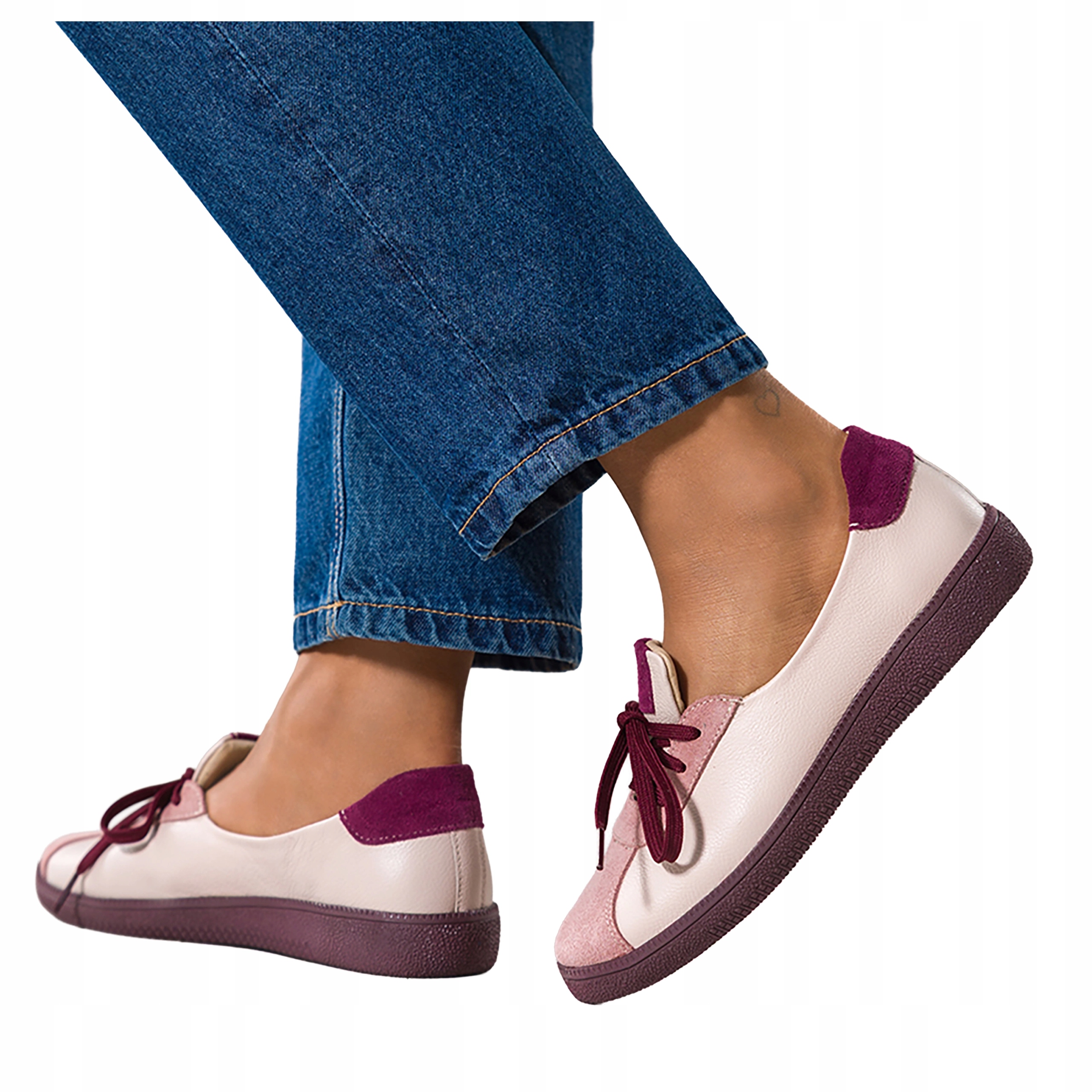 Růžové Baleríny Dámské Šněrovací Sportovní Ploché Pohodlné Kožené r 36