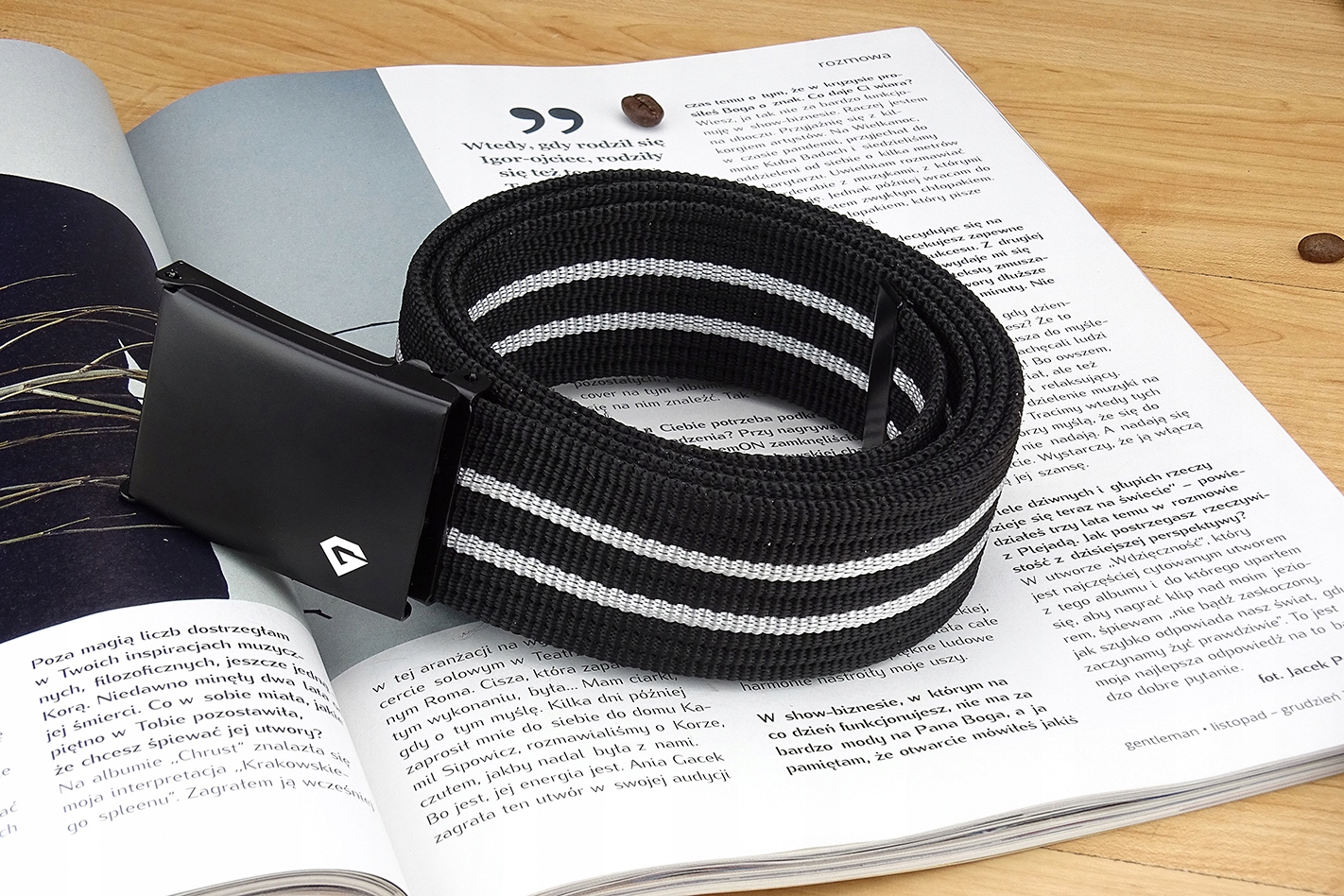 Parciany Męski Pasek GRACIO BIAŁO CZARNY 115cm Model S 01