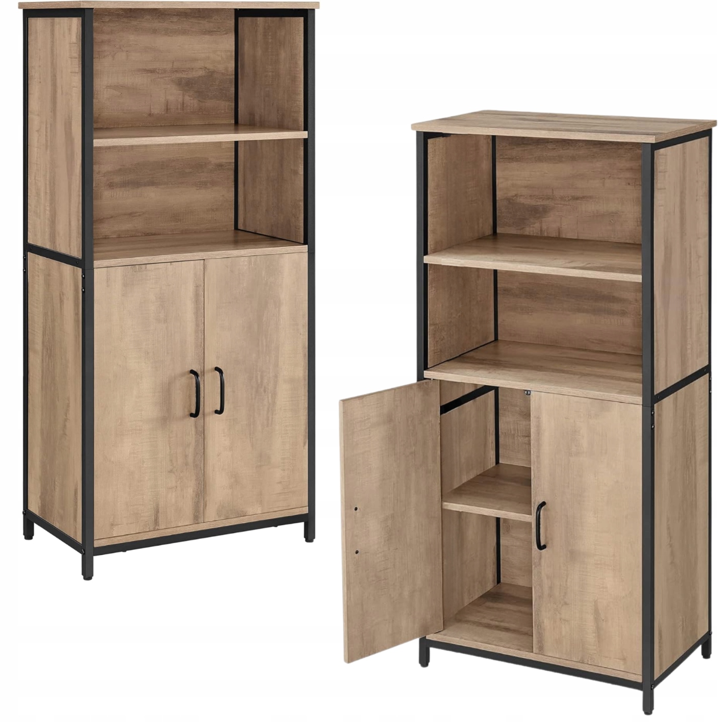 Komoda Vysoká Brązová Otvorená polica Kancelárska polica Uzamykateľná skrinka