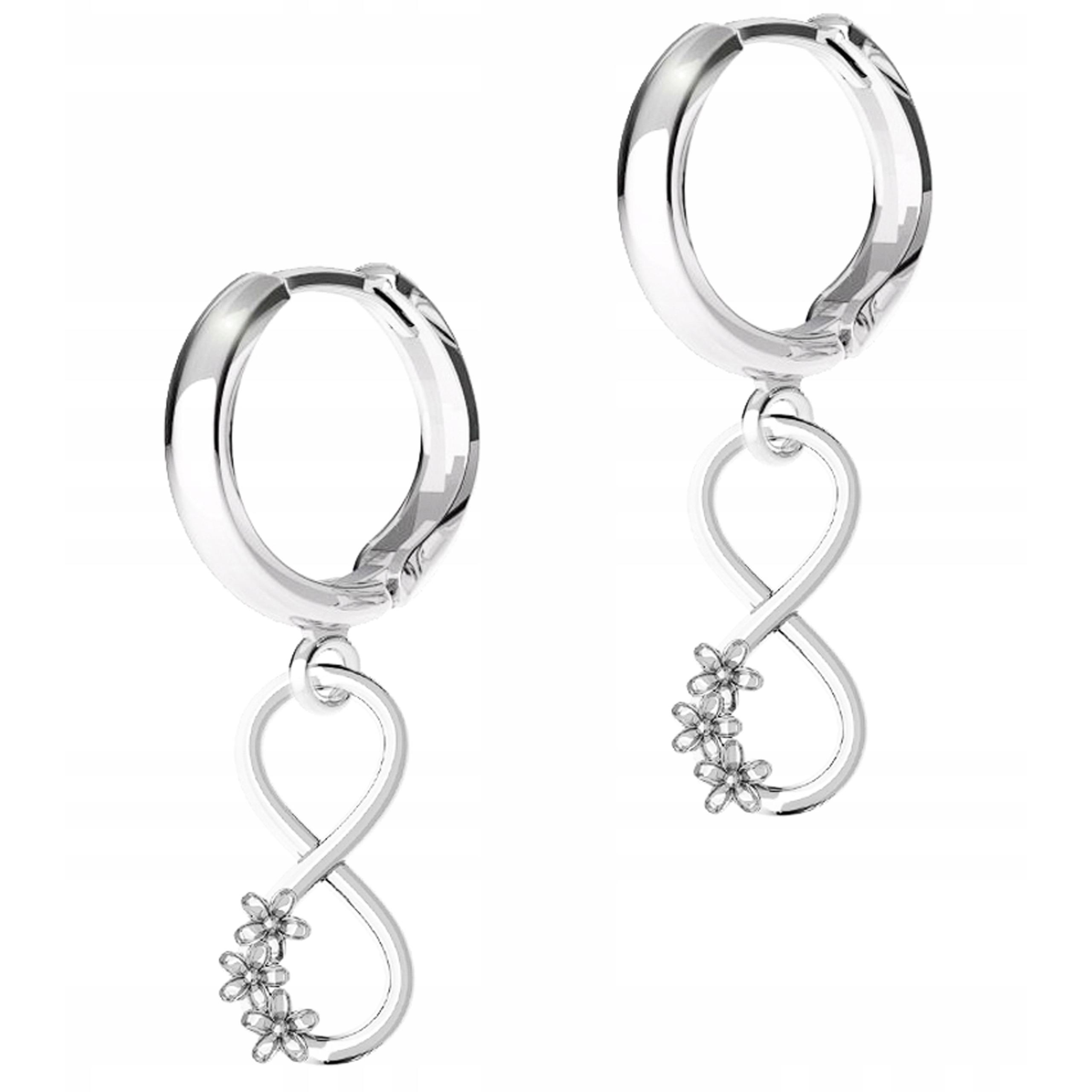 Stříbrné Náušnice Nekonečno Květiny Zirkony Stříbro 925