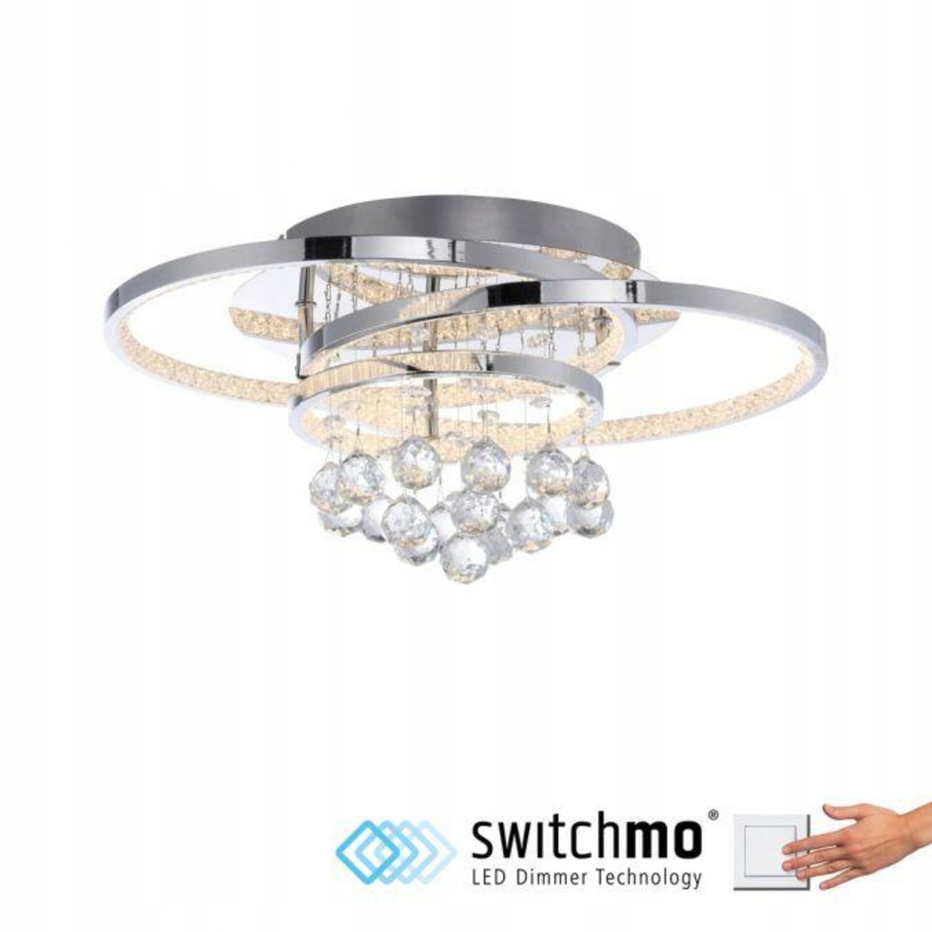 Paul Neuhaus Led stropné svietidlo chróm, krištáľ, stmievateľné, 3000K, 37W,