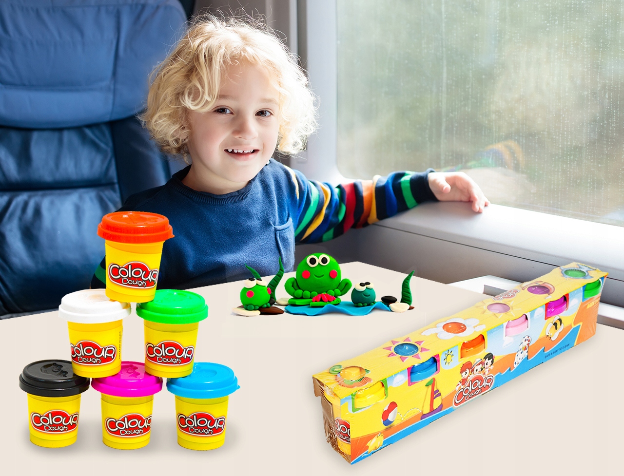 MASA PLASTYCZNA DLA DZIECI DO ZABAWY 6 KUBECZKÓW KOLORÓW Z CIASTOMASĄ 300G Marka MalPlay