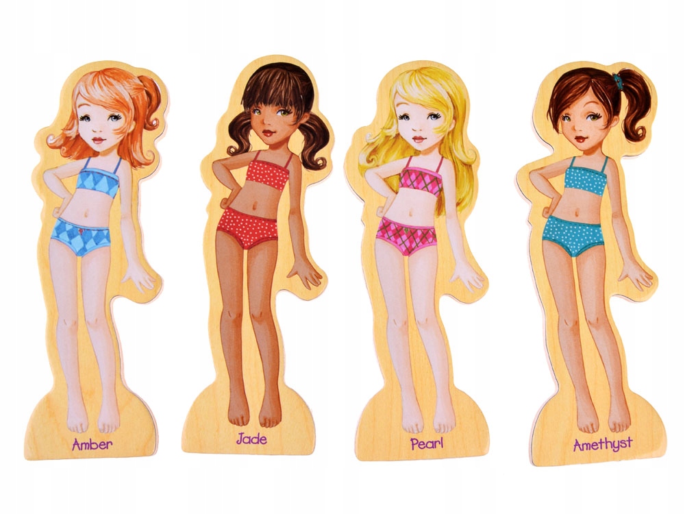 Drewniane Puzzle magnetyczne Ubranka Moda ubieranka 4 modelki ZA4807 Rodzaj zestaw