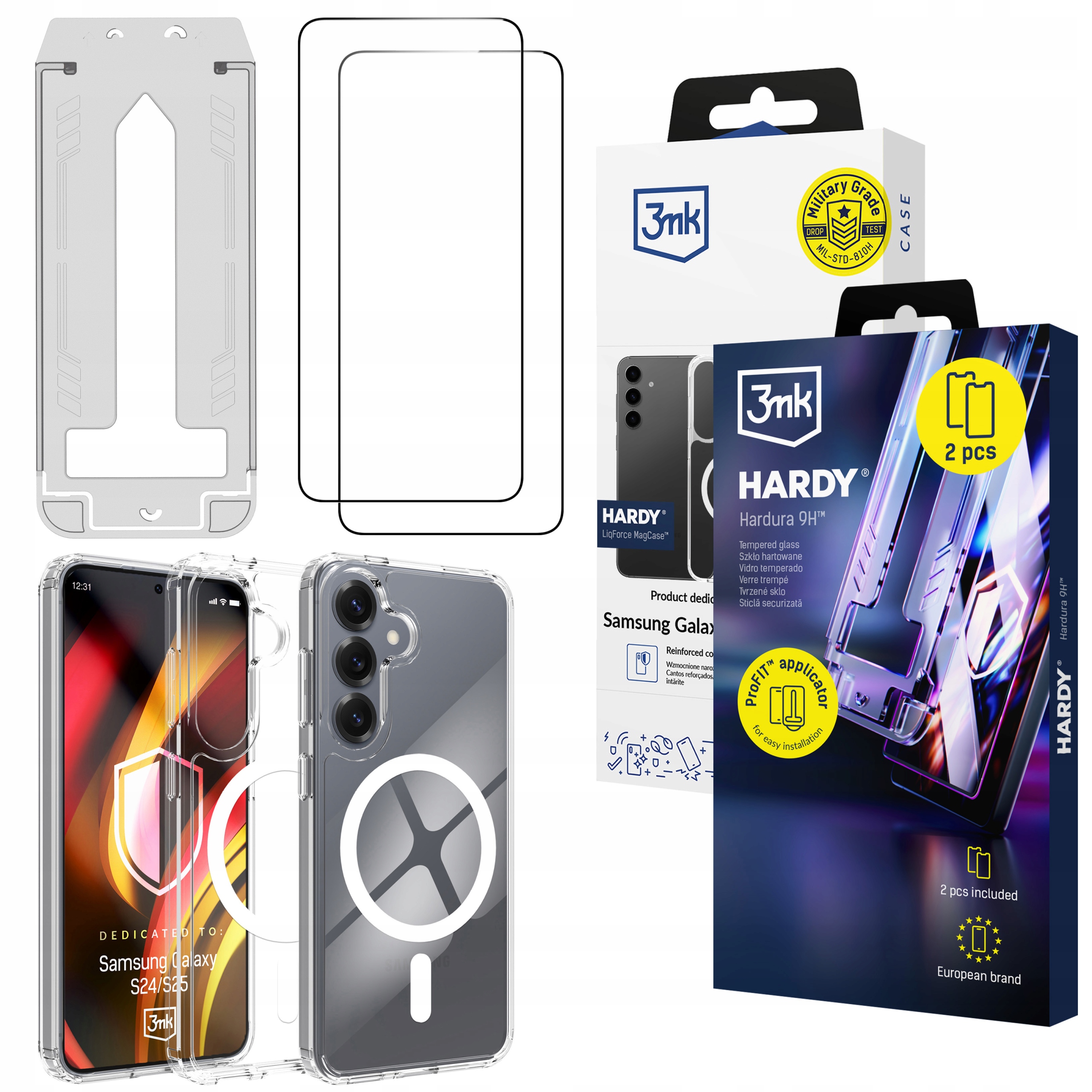 2x Szkło hartowane 9H pancerne etui case 3mk na Samsung Galaxy S24/S25