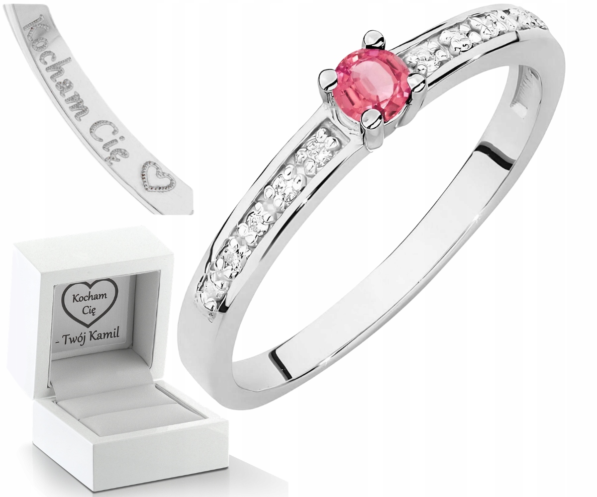 Bílé Zlato Prstýnek S Růžovým Topazem A Brilianty Zlato 585 Dárek
