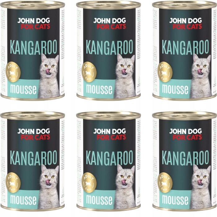 John Dog for Cats Karma Mokra dla Kota Mus Kangur 6x 400g Bezzbożowa