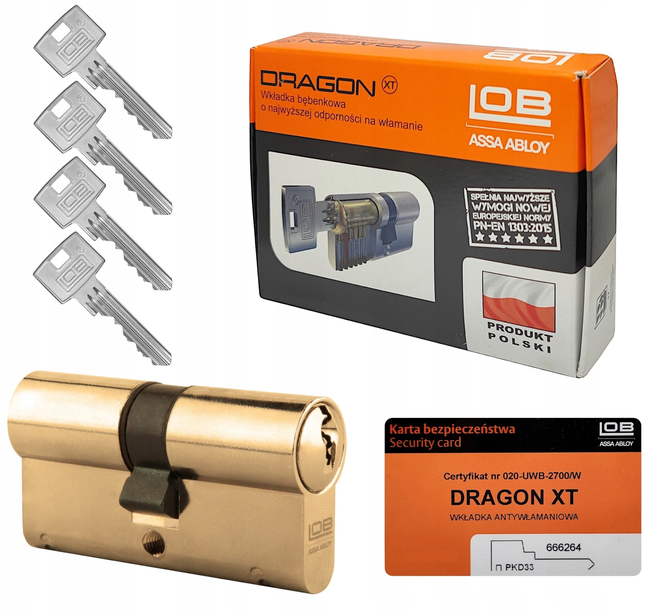 vložka Lob Dragon Xt 30/35 mosazná proti vloupání