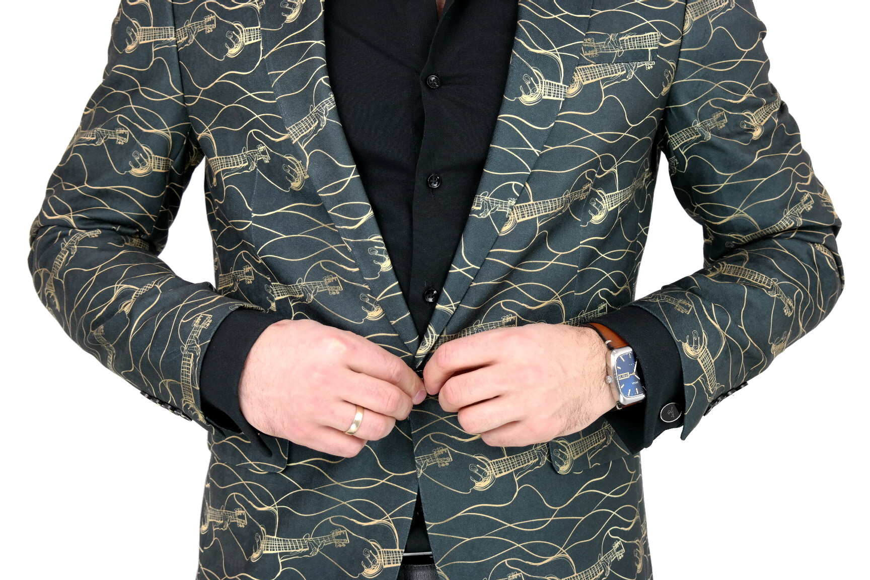 GIOVANNI PERA Marynarka męska D802 gitary 46 XS Wzór dominujący mix wzorów