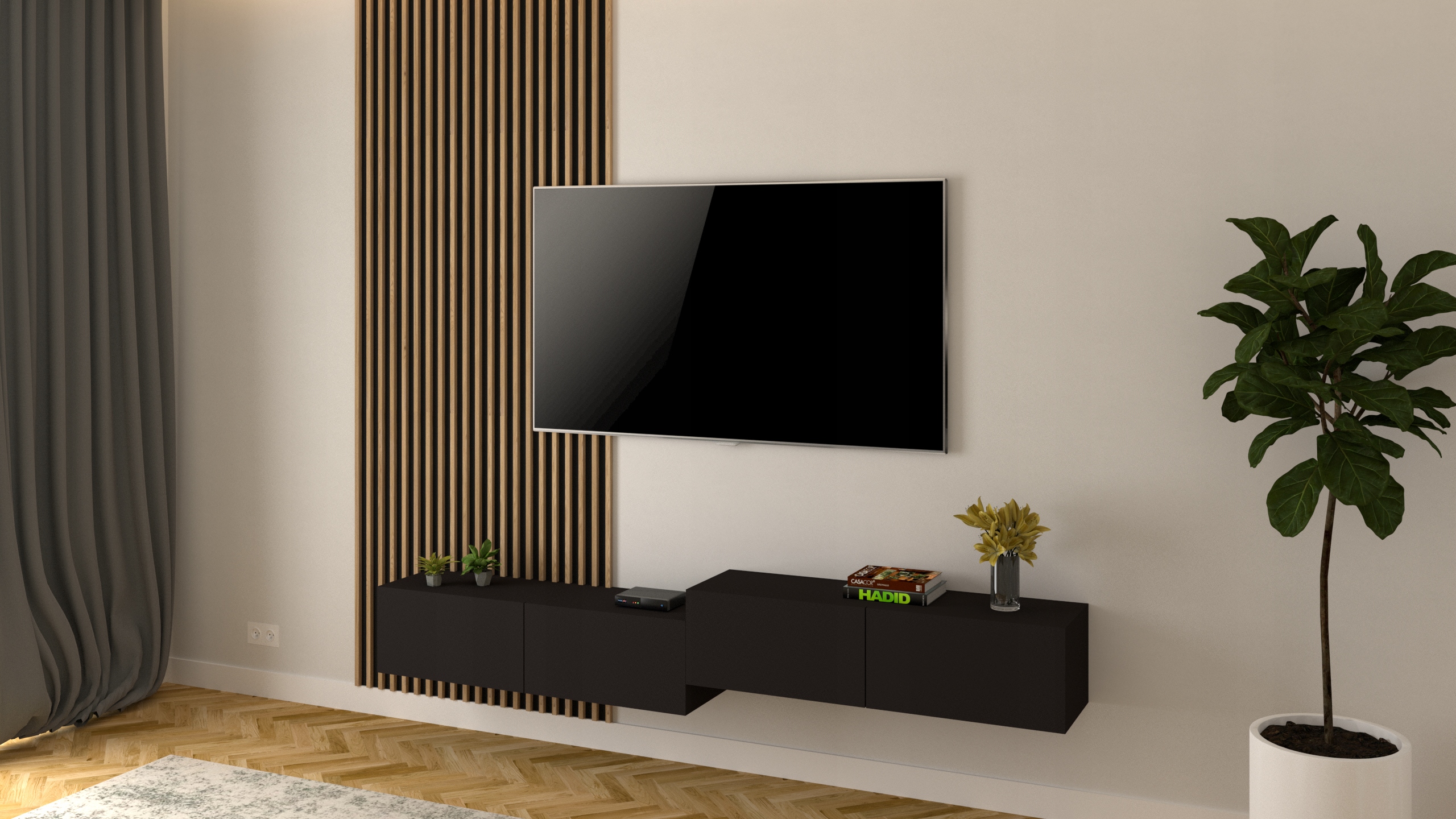 SZAFKA RTV 240 CM WISZĄCA CZARNY MAT JAKOŚĆ !!