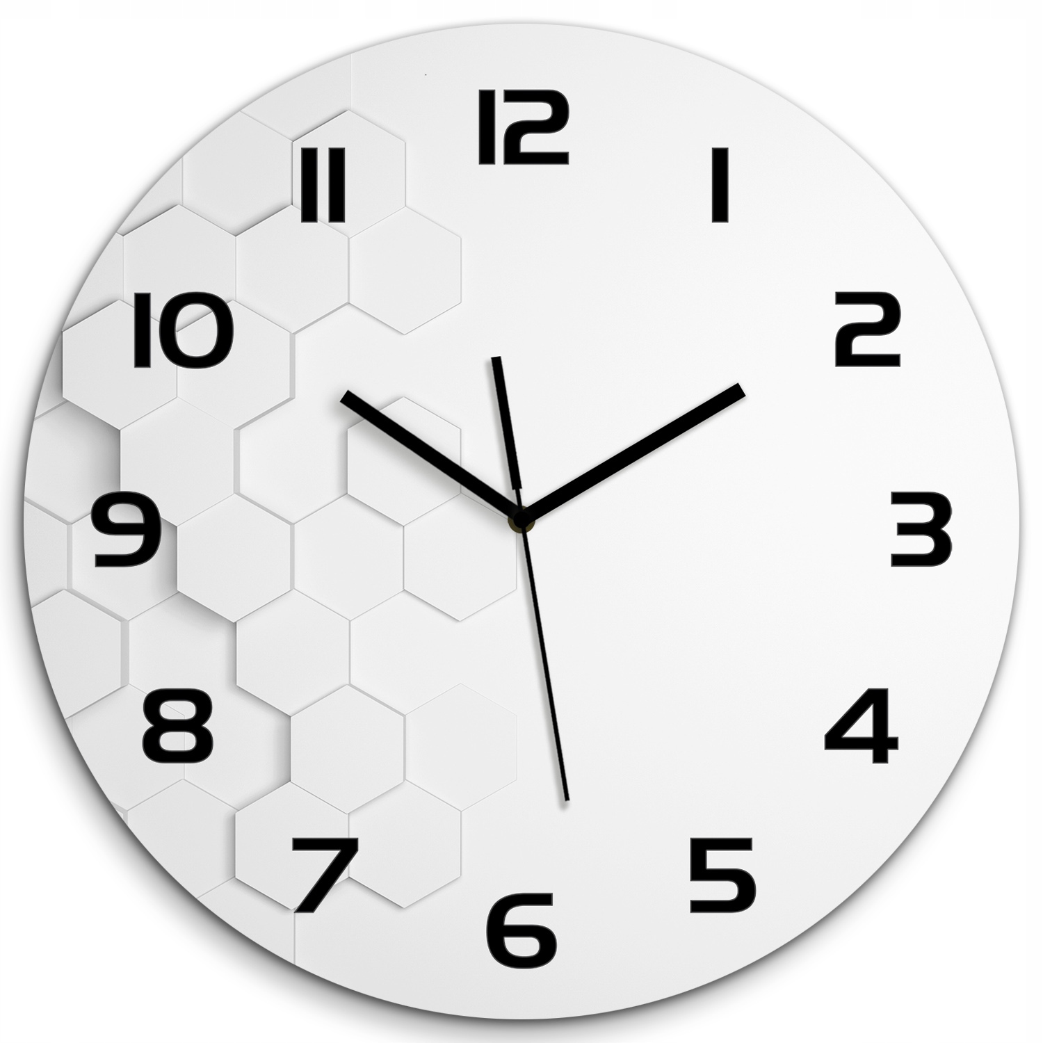 

Szklany duży zegar wiszący Sześciokąty tło fi 60cm