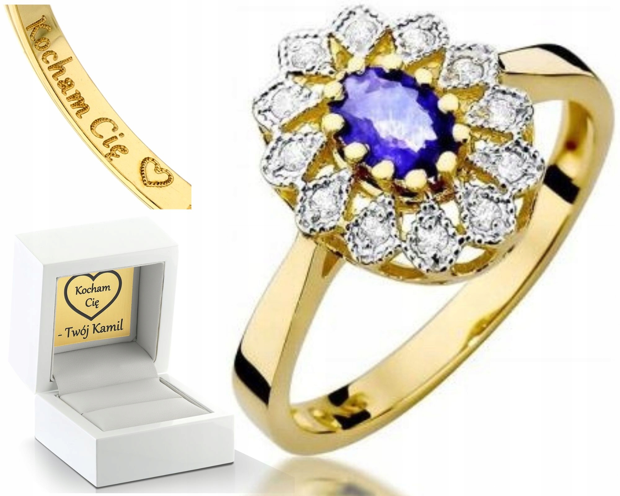 Prstýnek Tanzanit Brilianty 0,10 Ct Gravírování Bonus