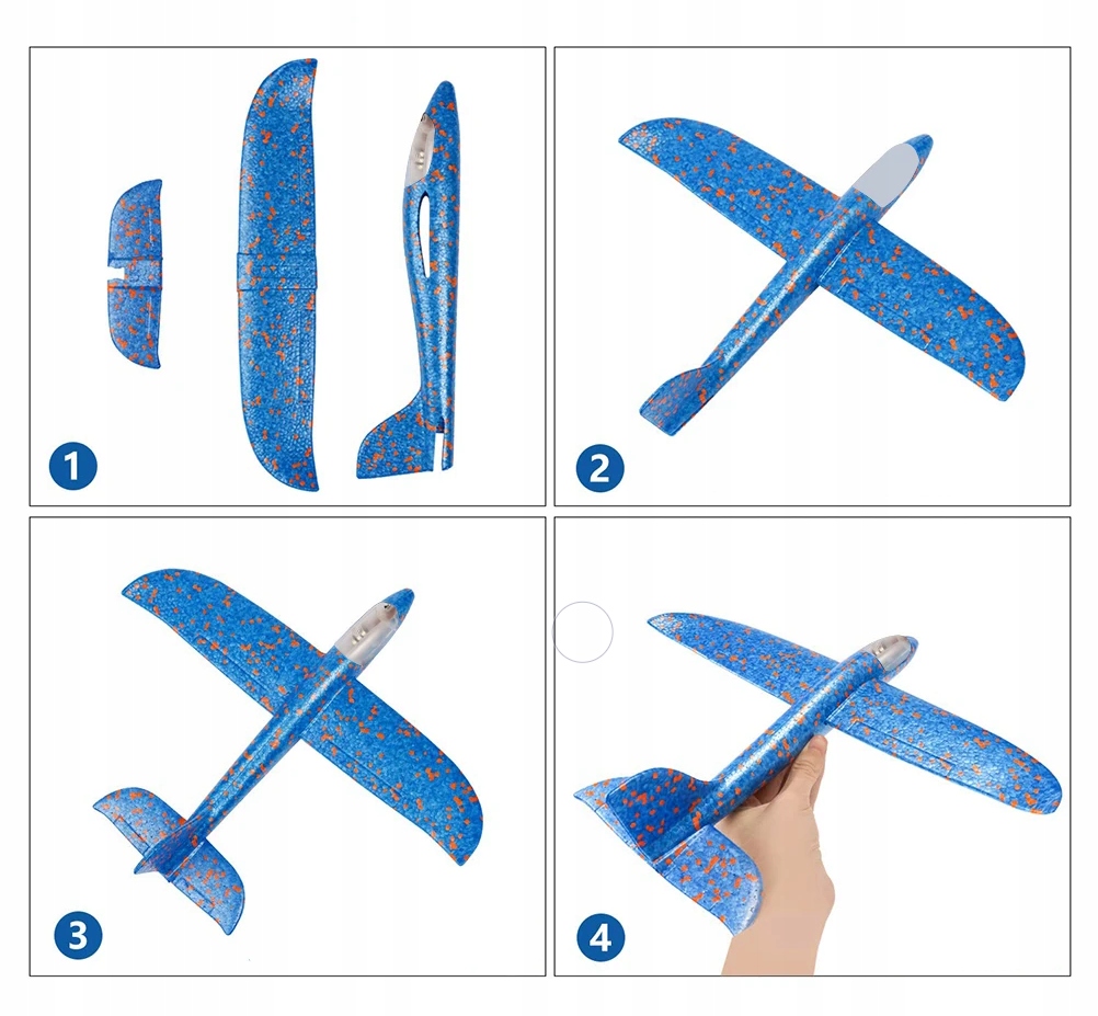 SAMOLOT SZYBOWIEC DUŻY ZE STYROPIANU LED ŚWIECI PIANKOWY ODRZUTOWIEC RZUTKA Materiał pianka plastik