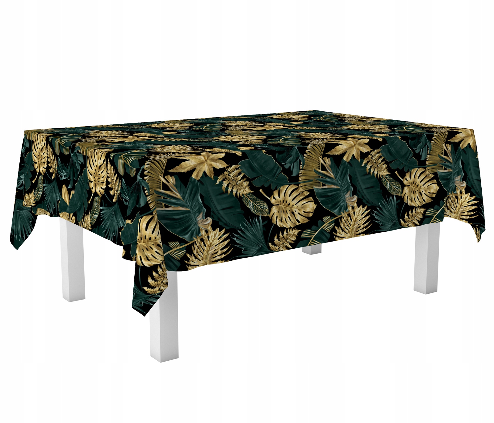 OBRUS DEKORACYJNY 140X220 WZÓR ZIELONE LIŚCIE