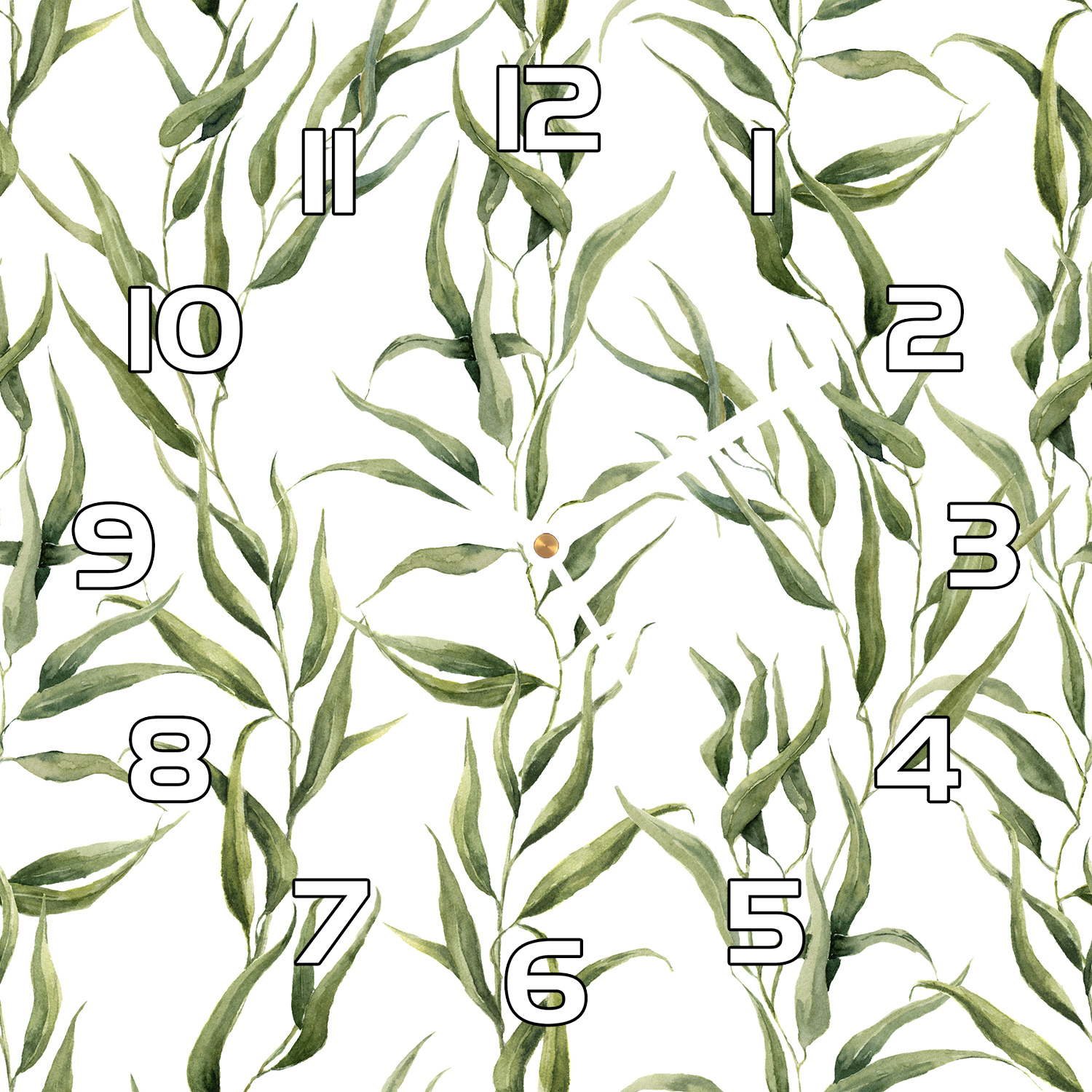

Zegar szklany kwadratowy Liście eukaliptusa 30x30