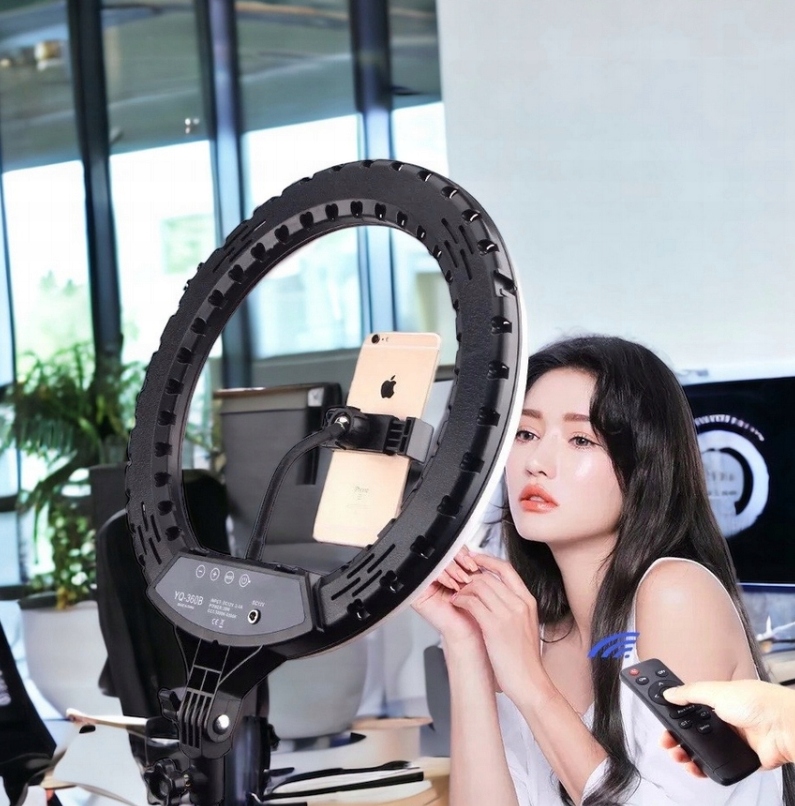 LAMPA PIERŚCIENIOWA 240W RING LED 45cm DUŻA PILOT + STATYW 220cm NA TELEFON Stan opakowania oryginalne