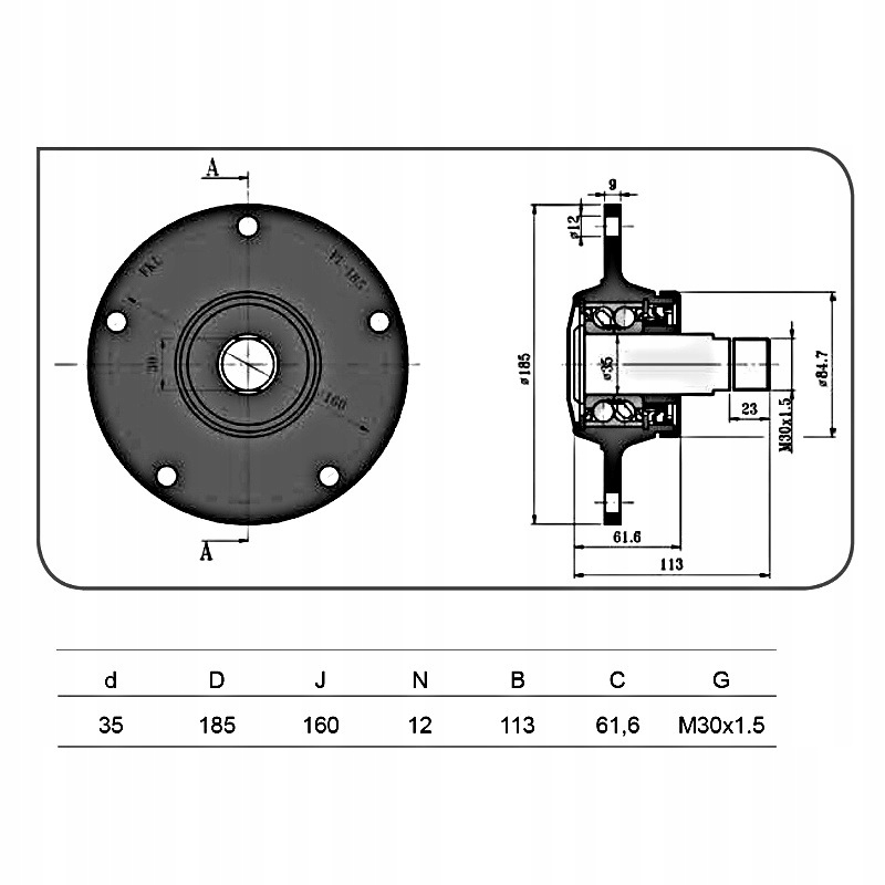 Piasta kompletna Lemken Rubin 5-otw 5554502, 5554503, 55510014, 55510015 Numer katalogowy części LE-55510014