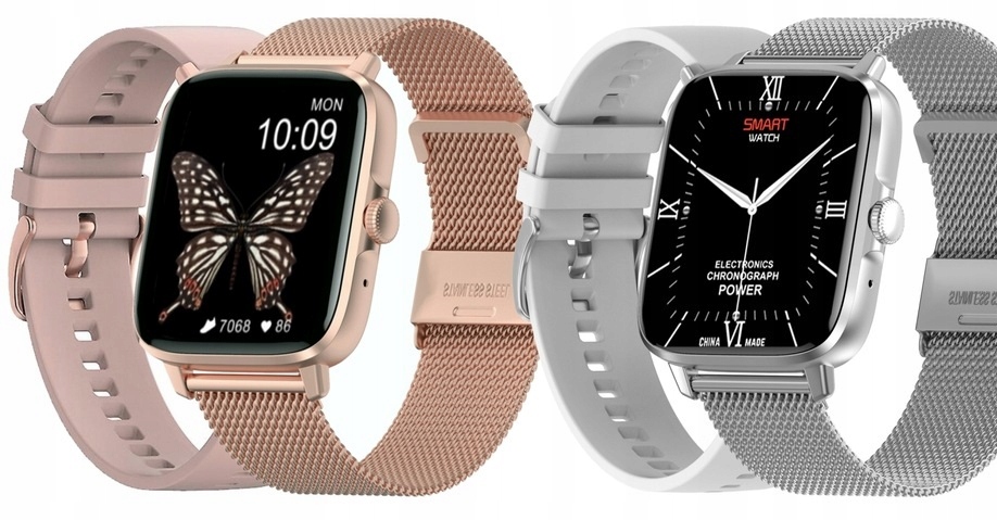 SMARTWATCH DAMSKI ROZMOWY 2 PASKI SPORT NFC 1,9LCD Materiał paska stal