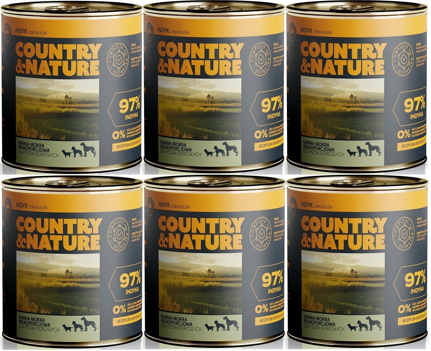 Country Nature Indyk z brokułem 6x850g Zestaw