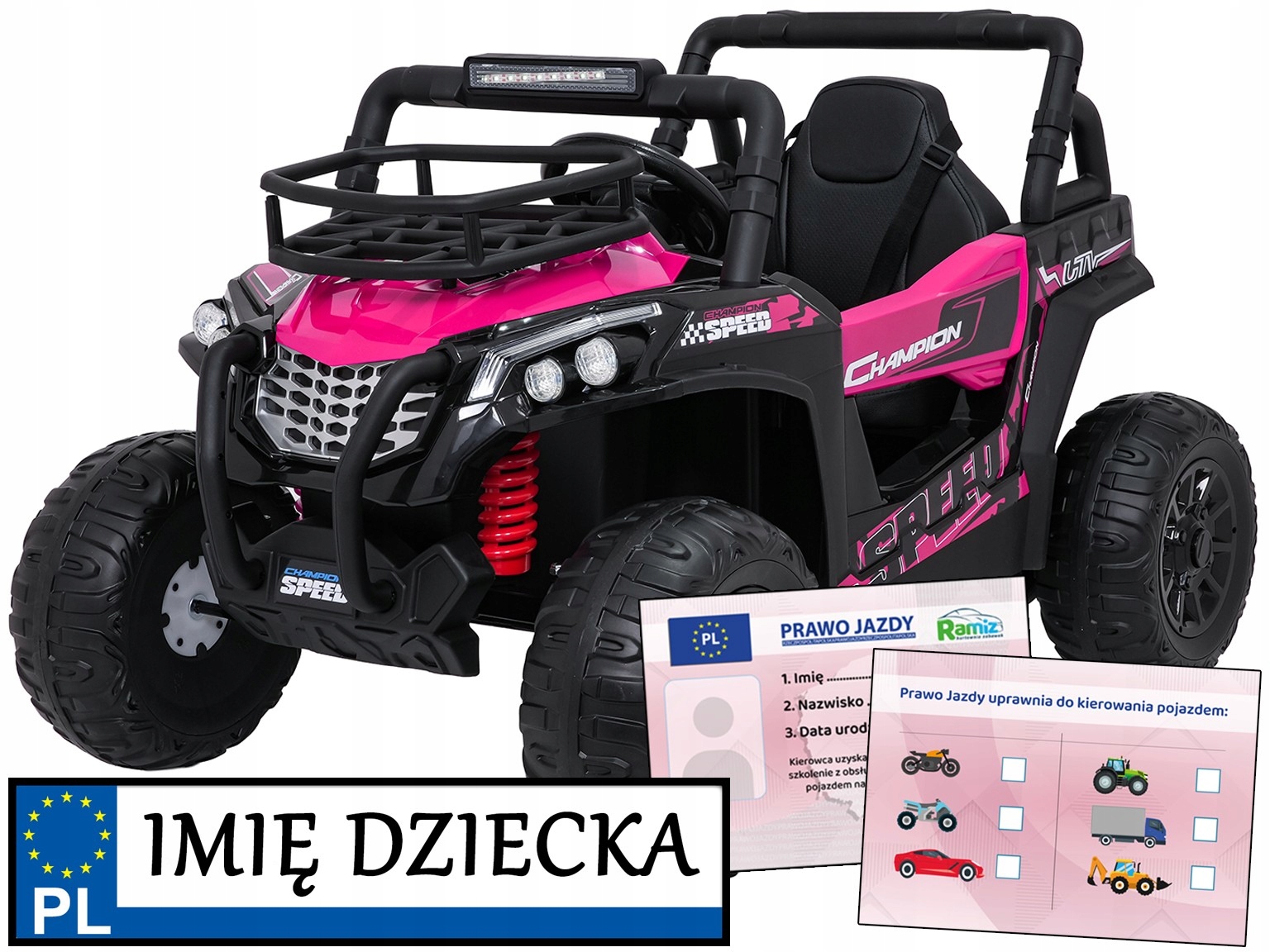 różowy samochód elektryczny Utv Lift pilot Eva Autko Dla Dziewczynki