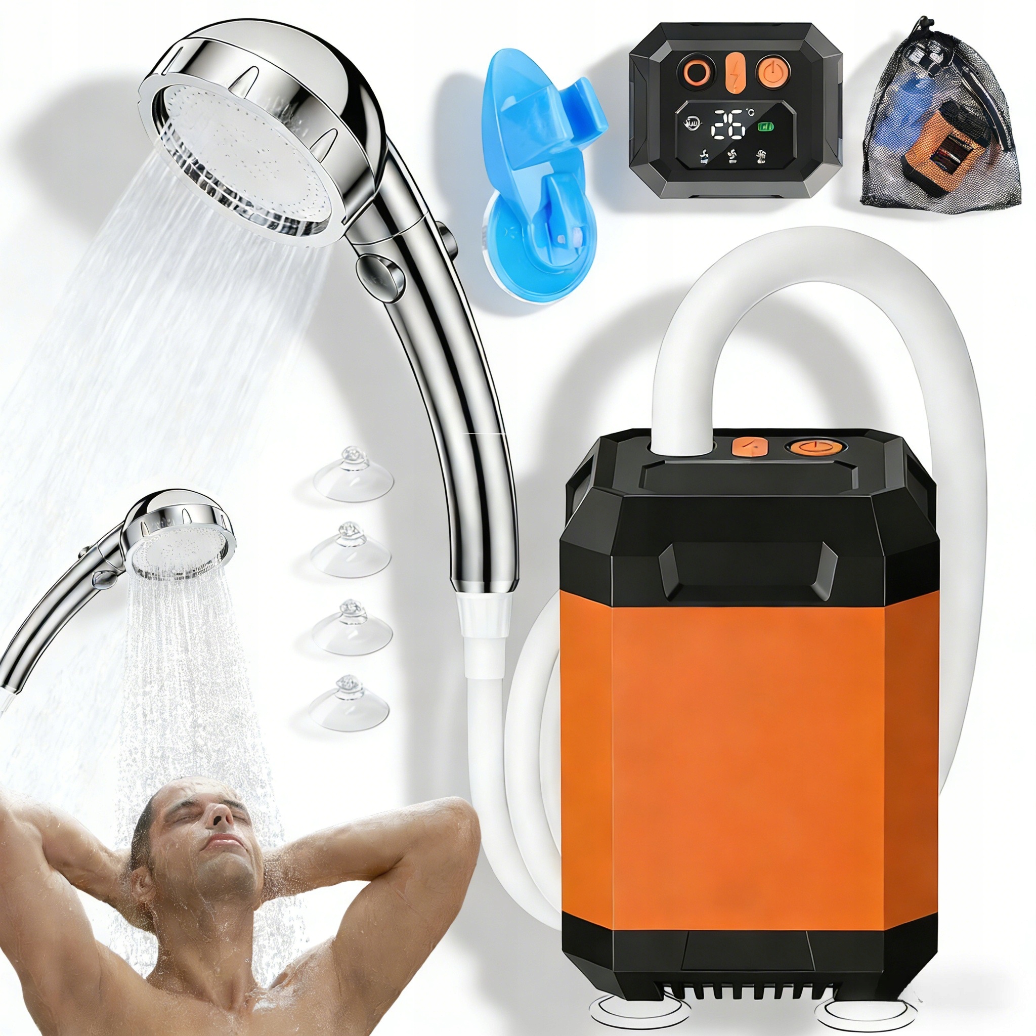 Kempingová Sprcha Přenosný Měděný Motor Funkce Uv Led Displej