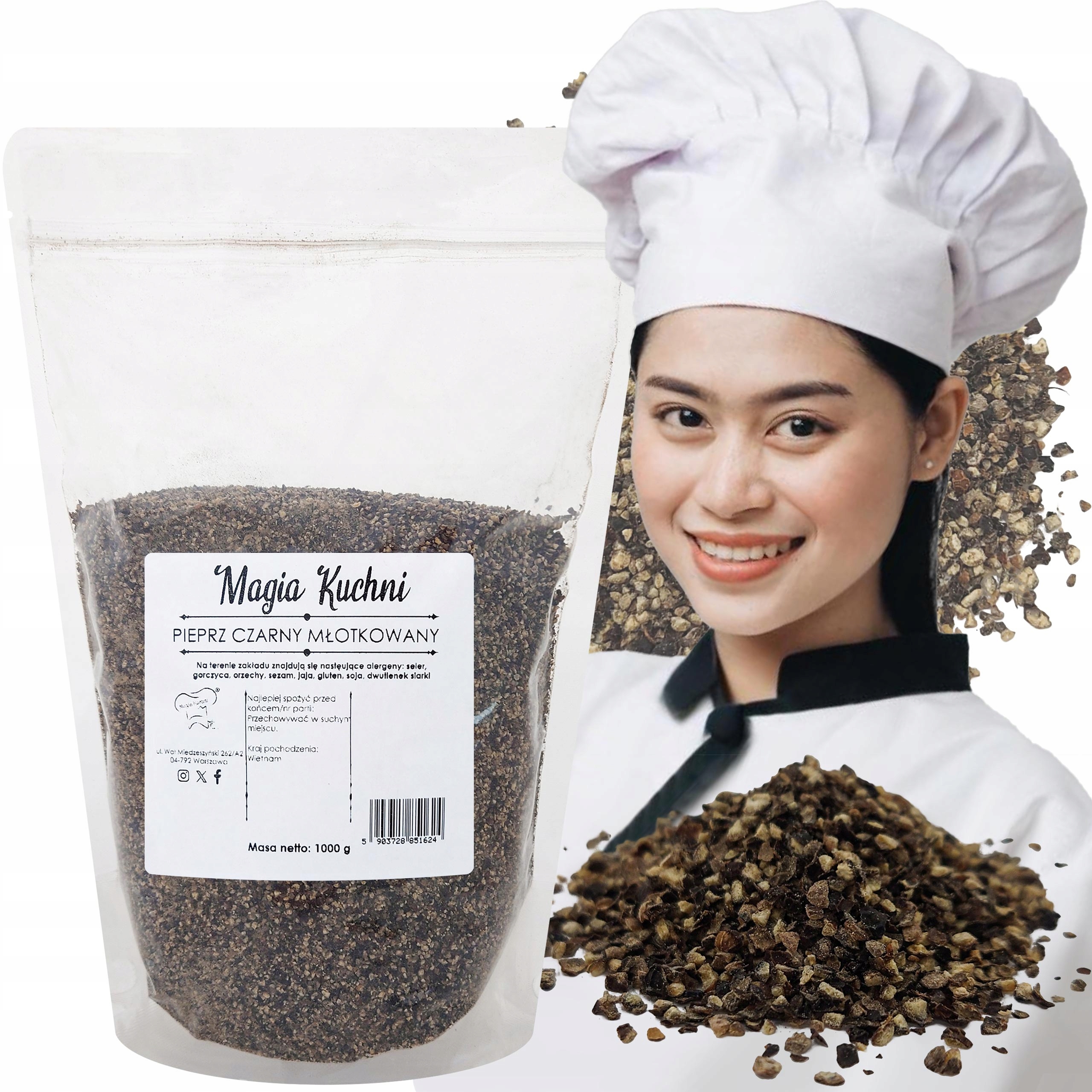 Levně Pepř Černý 1kg Kladívkový ostrý Přírodní