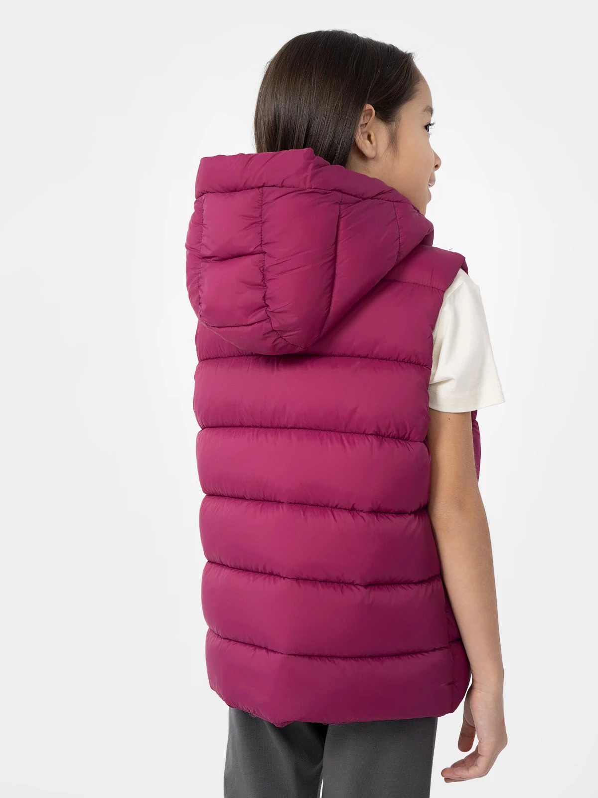 BEZRĘKAWNIK 4F PUCHOWY DZIEWCZYNKA KAMIZELKA Z KAPTUREM DZIEWCZĘCA R. 164 Model JKUDP002