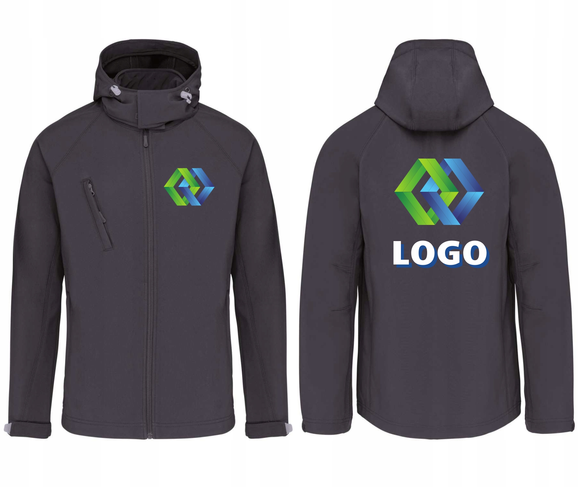 Pánská softshellová bunda Kariban KA413 z titanu s vlastním potiskem loga