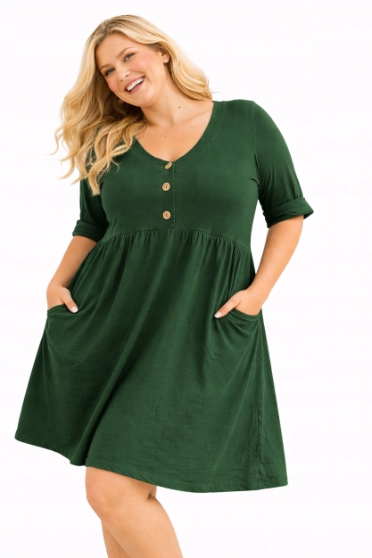 Sukienka Bawełniana Plus Size Kieszenie 50 52 5xl 6xl Na Co Dzień