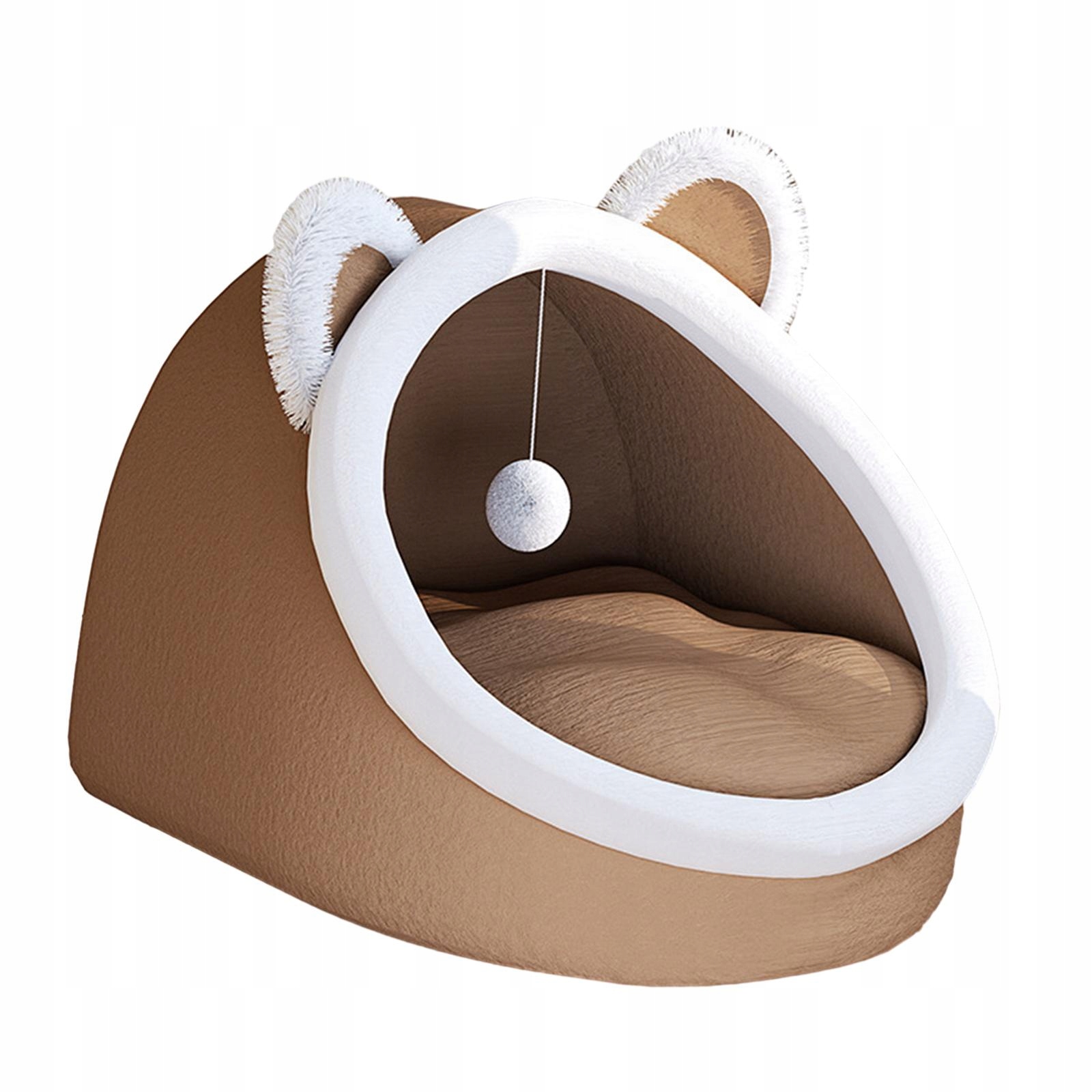 Levně Pelíšek pro zvířata s hračkou ve tvaru míče Pohodlná kočka L, hnědá barva