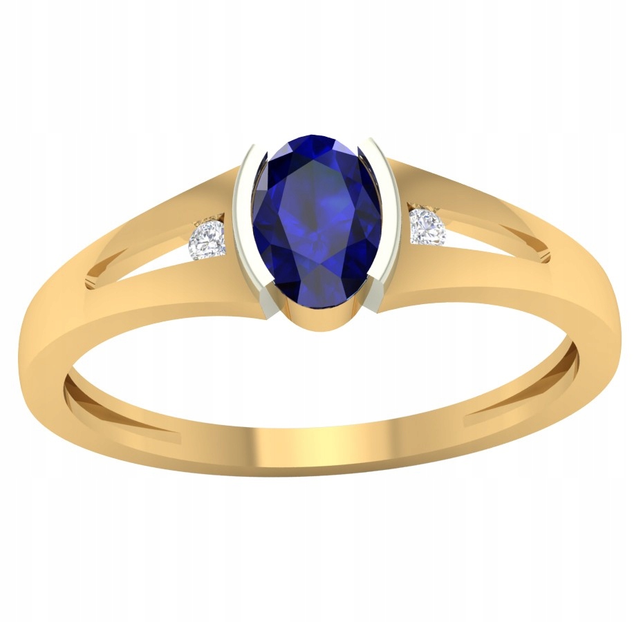 Zlatý Prstýnek Pr. 585 Se Syntetickým Safírem Pro Ženu
