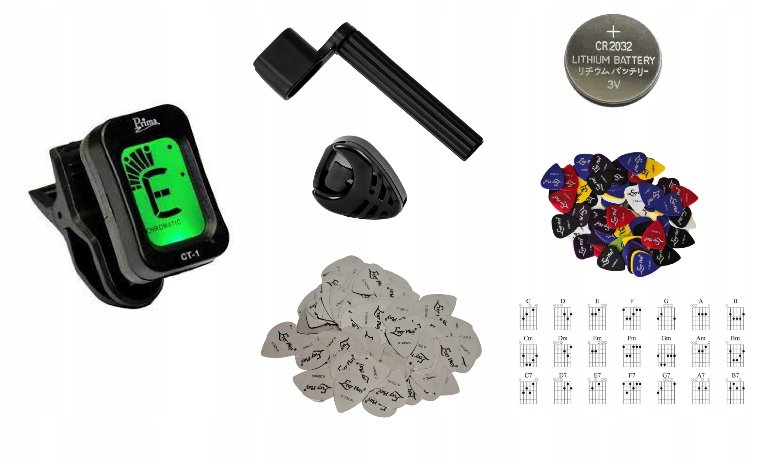 TUNER / STROIK CHROMATYCZNY + KORBKA + METALOWA KOSTKA + UCHWYT + GRATIS