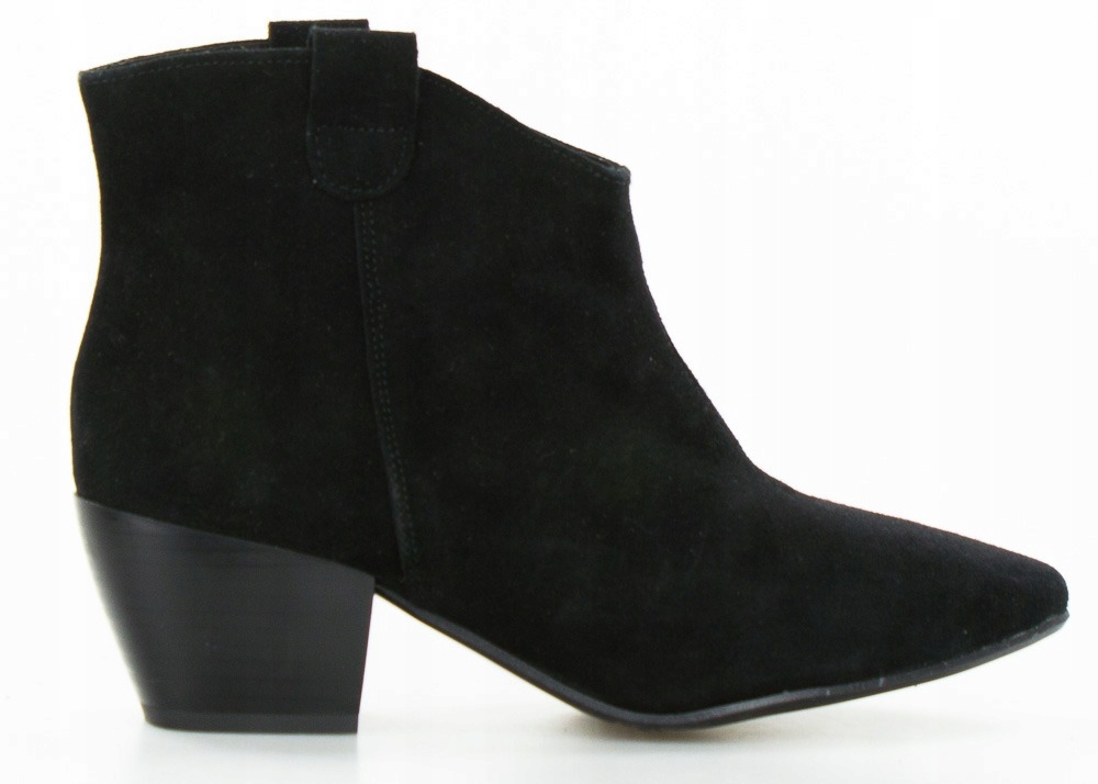 Černé Kotníkové Boty Kovbojské Boty Kožené, Zasouvací Do Špičky 37