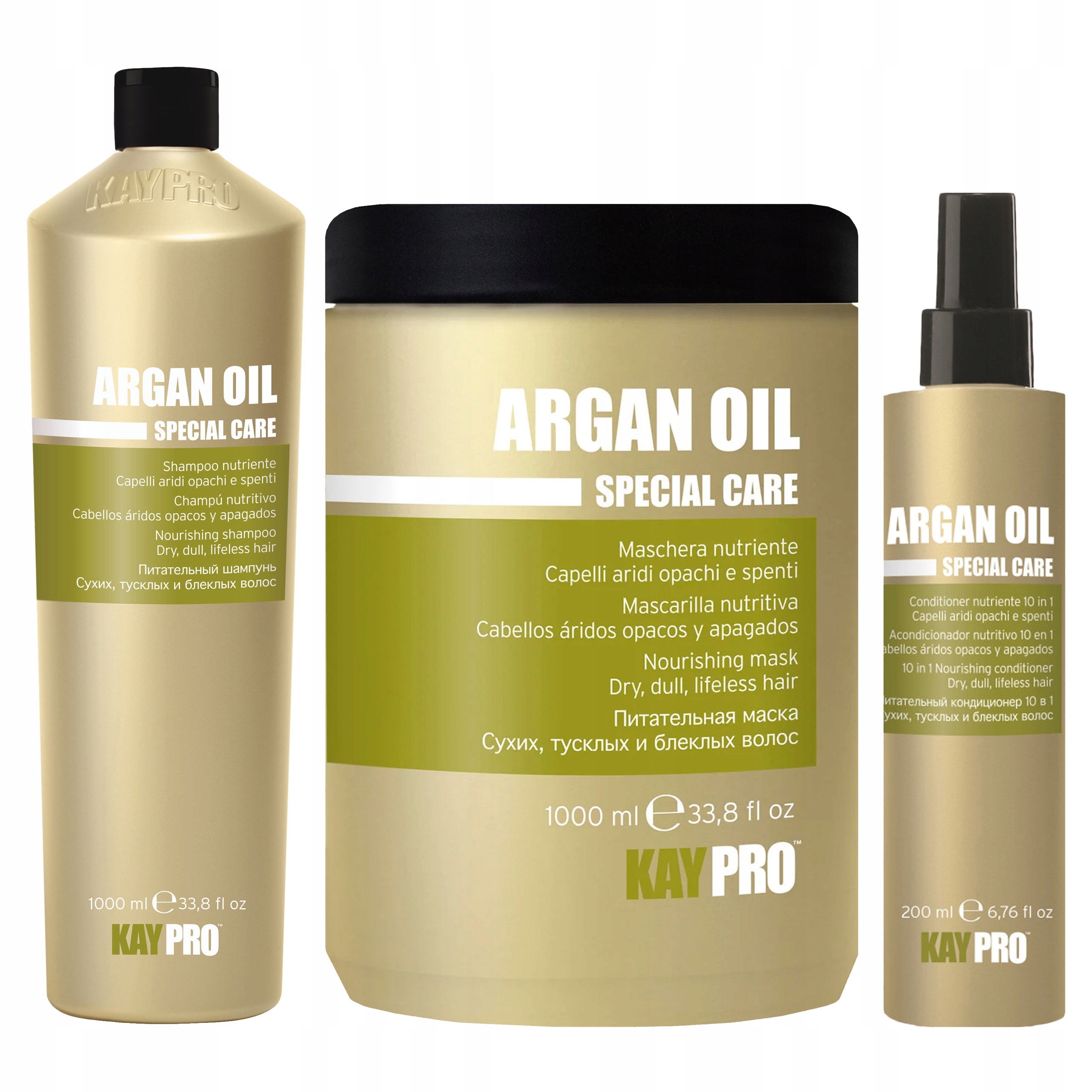Sada na vlasy KayPro Argan Oil Šampon Maska 2x1000 ml Kondicionér 200 Ml