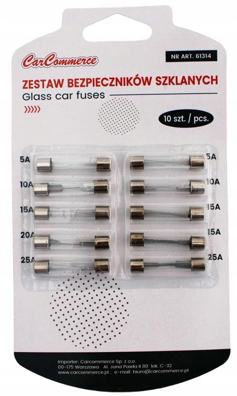 Bezpieczniki Szklane Rurkowe 32 mm - Zestaw 10 Sztuk