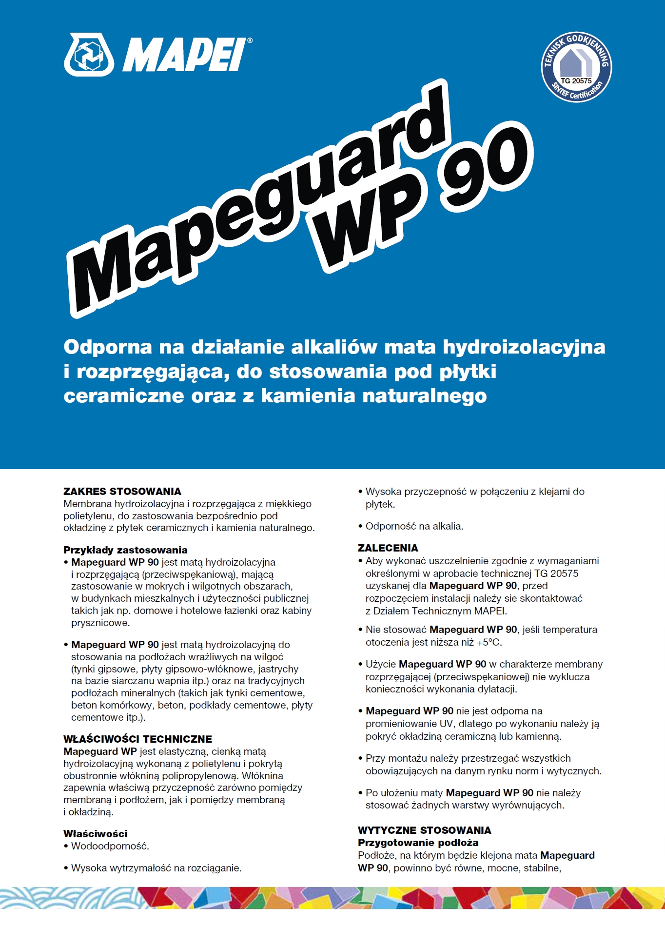 MAPEI MAPEGUARD WP90 1m 1m2 Mata Hydroizolacyjna Hydroizolacja Łazienki Marka Mapei