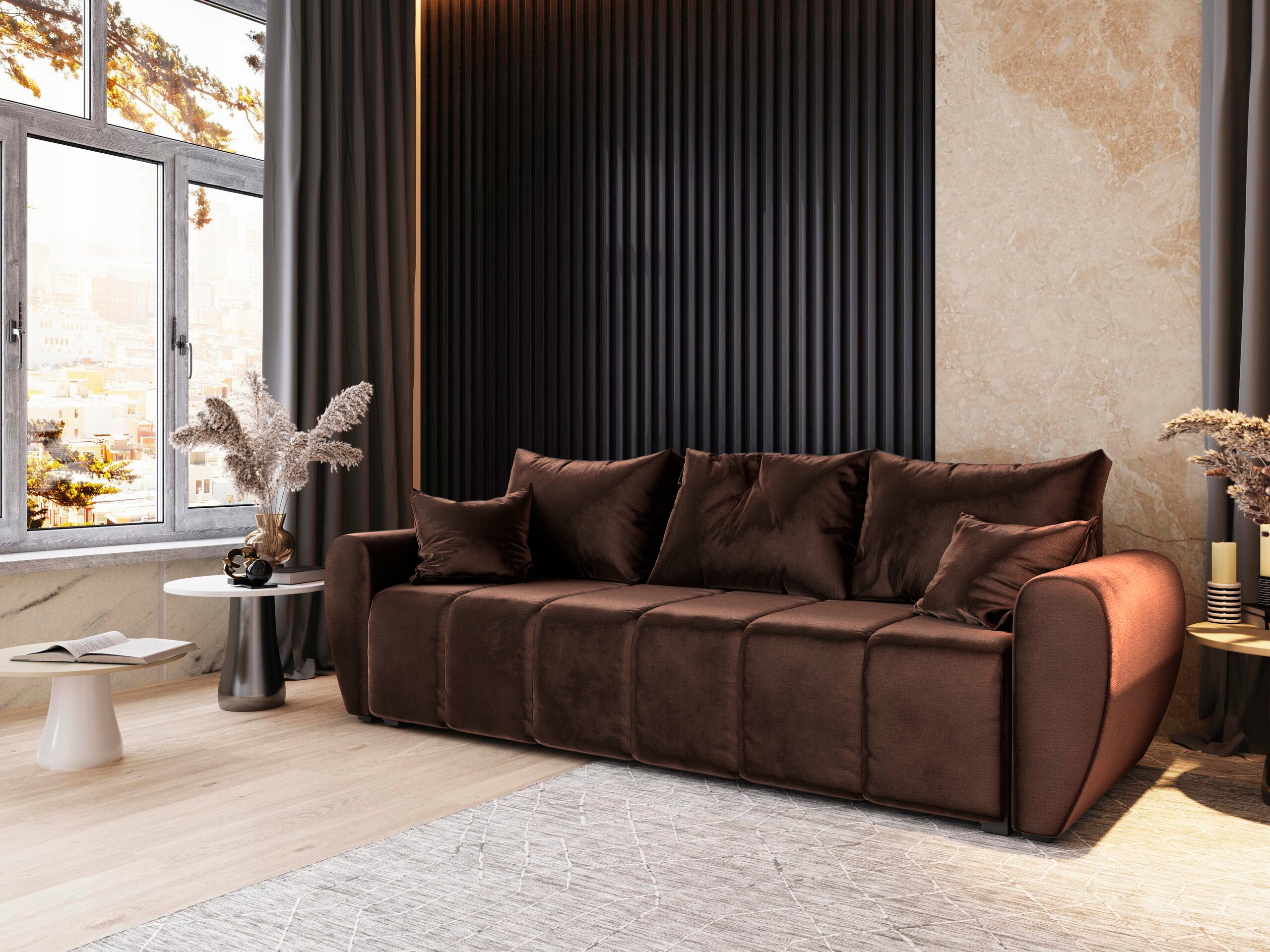 Pohovka Madi pohodlná Velká Pohovka funkce spaní Rozkládací pružiny Kontejner