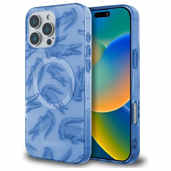 Pouzdro Lacoste pro iPhone 16 Pro Max 6.9" světle modré hardcase IML Croc Ma