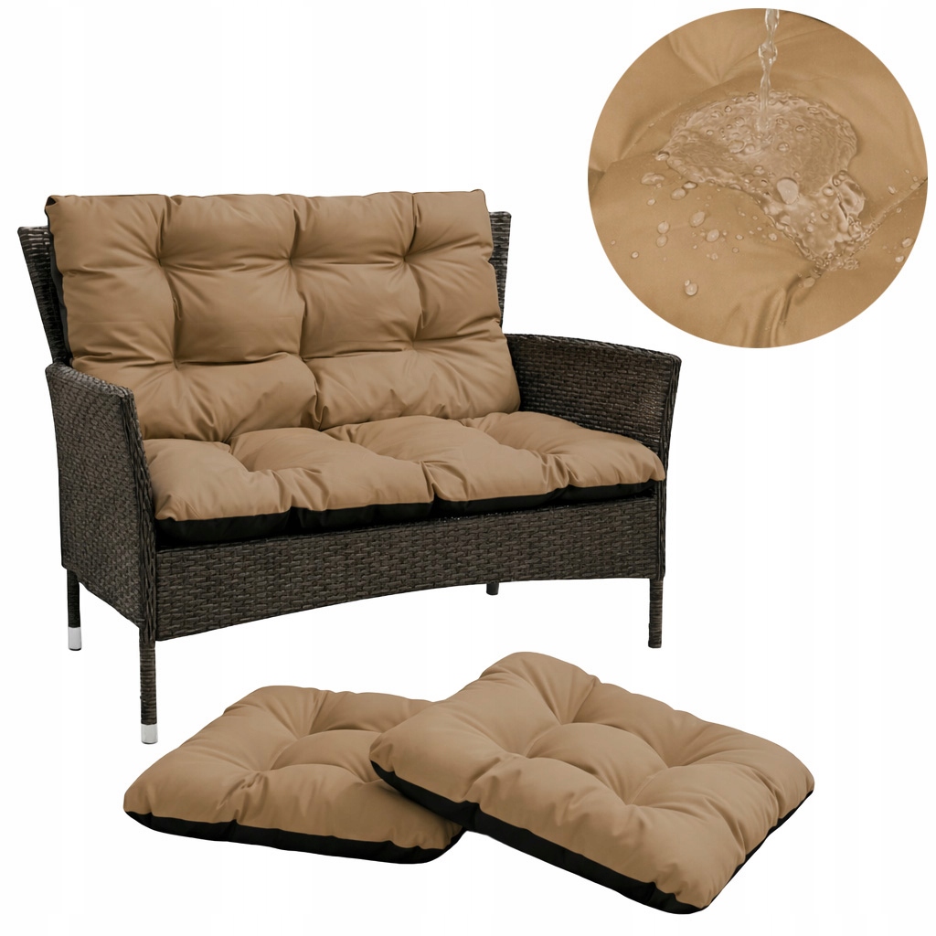 Set polštář na zahradní houpačku měkká 100x60x50 2x45/45 Béžová