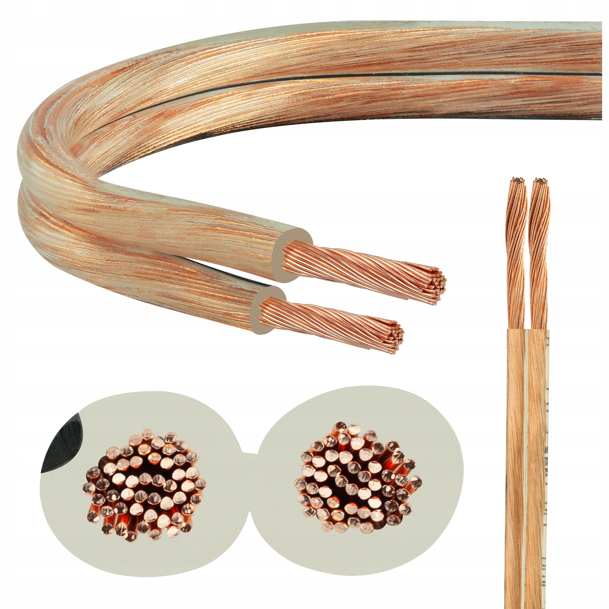 BITNER Kabel głośnikowy CZYSTA MIEDŹ CU OFC 2x4