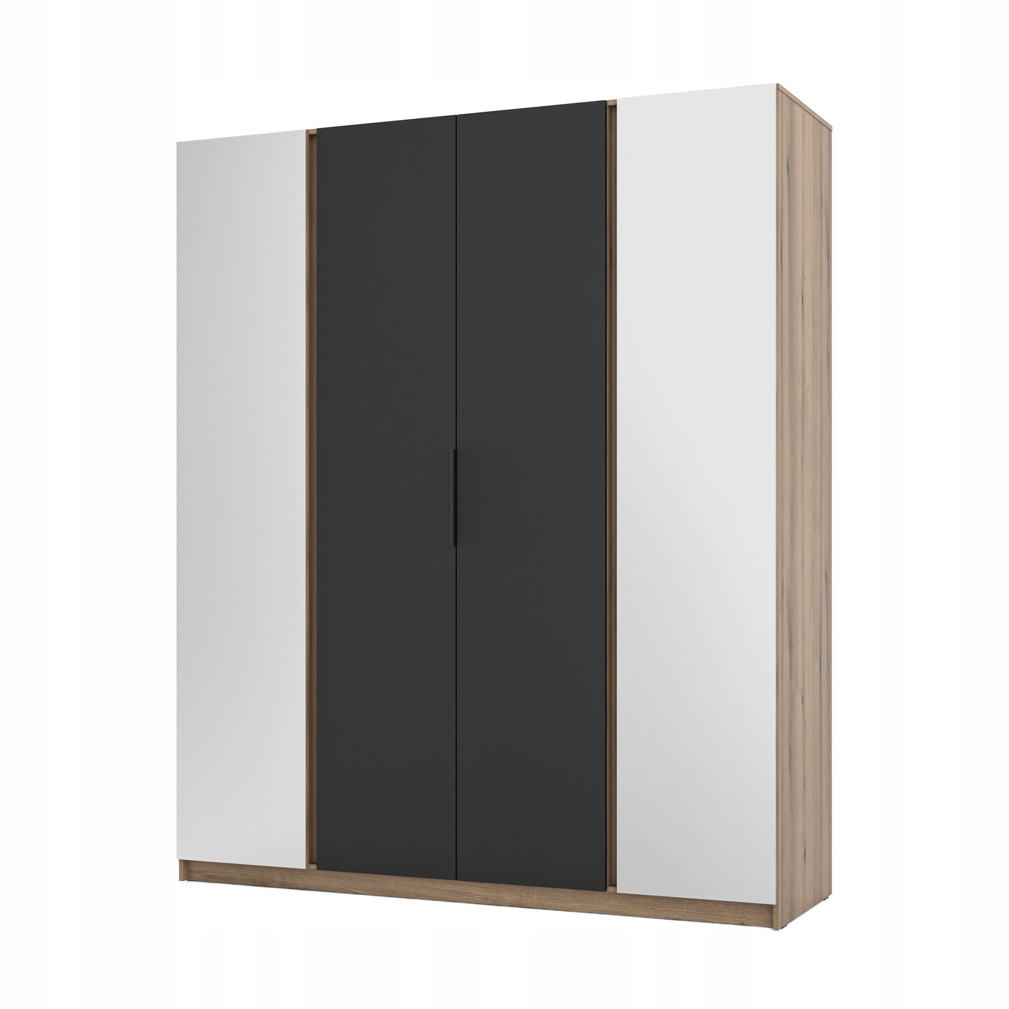 Skříň Cagliari 200 cm Čtyřdveřová se zrcadlem Výklopné dveře Dub Evoke Coast