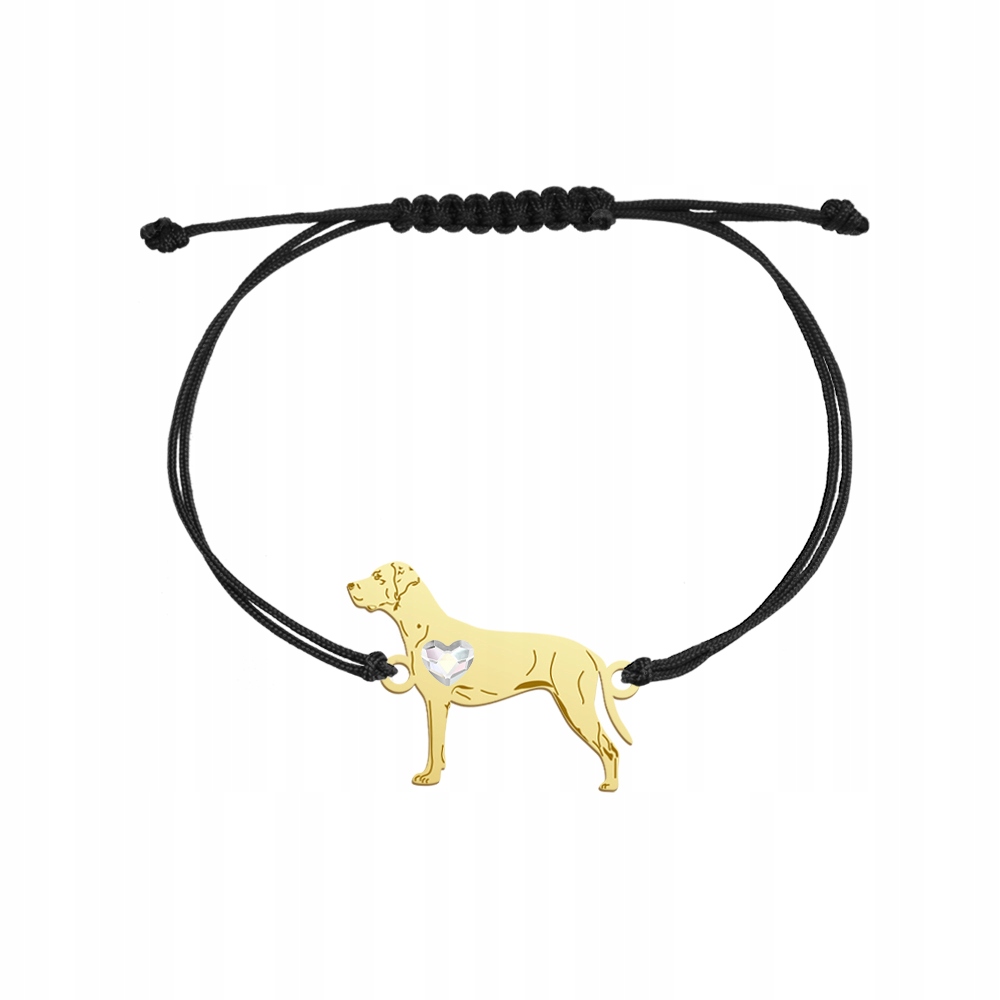Zlatý náramek s psem Louisianem Catahoulou 925, šňůrka, žena Gravírování