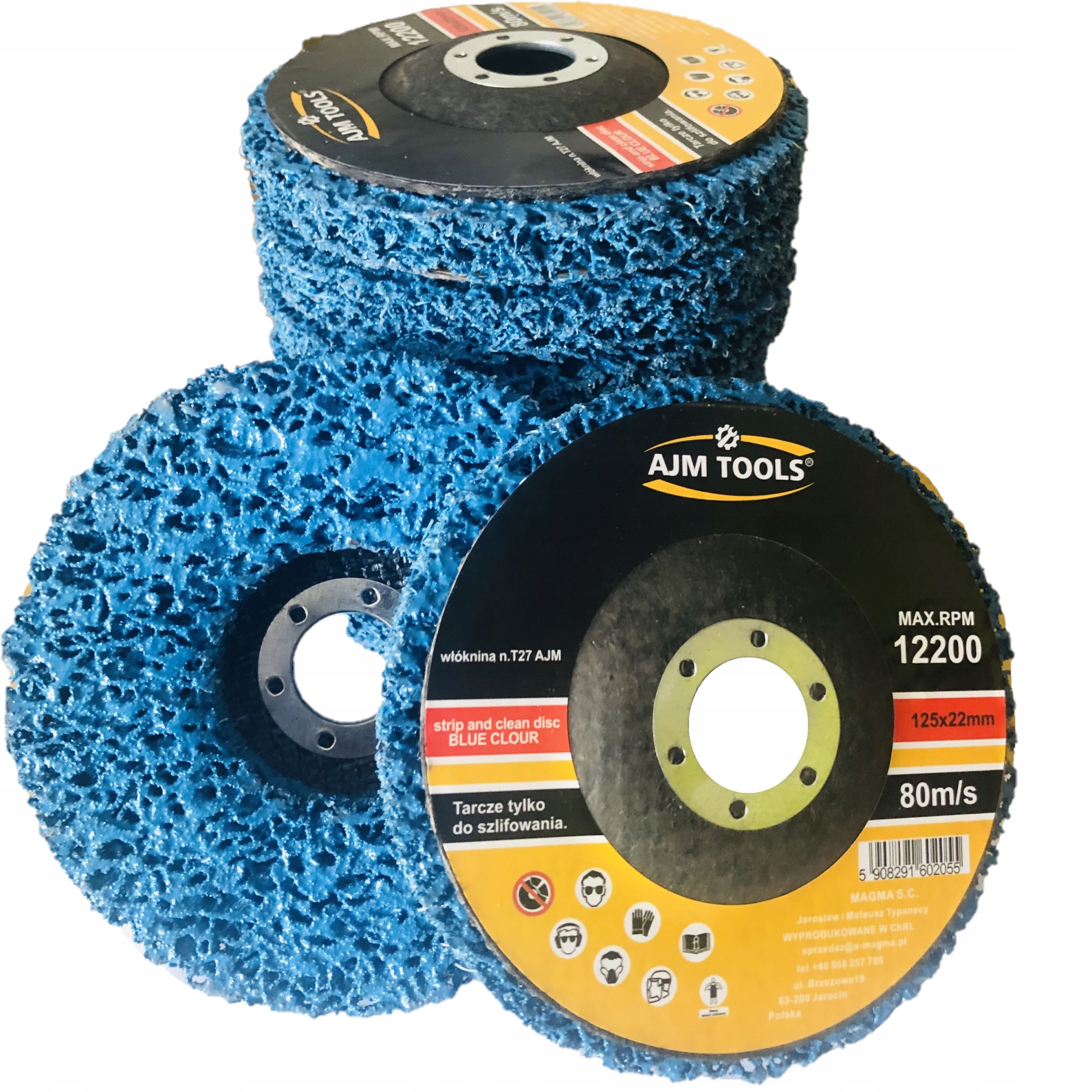 Ajm Tools Tarcza szlifierska włóknina niebieska 125 mm 10 szt.