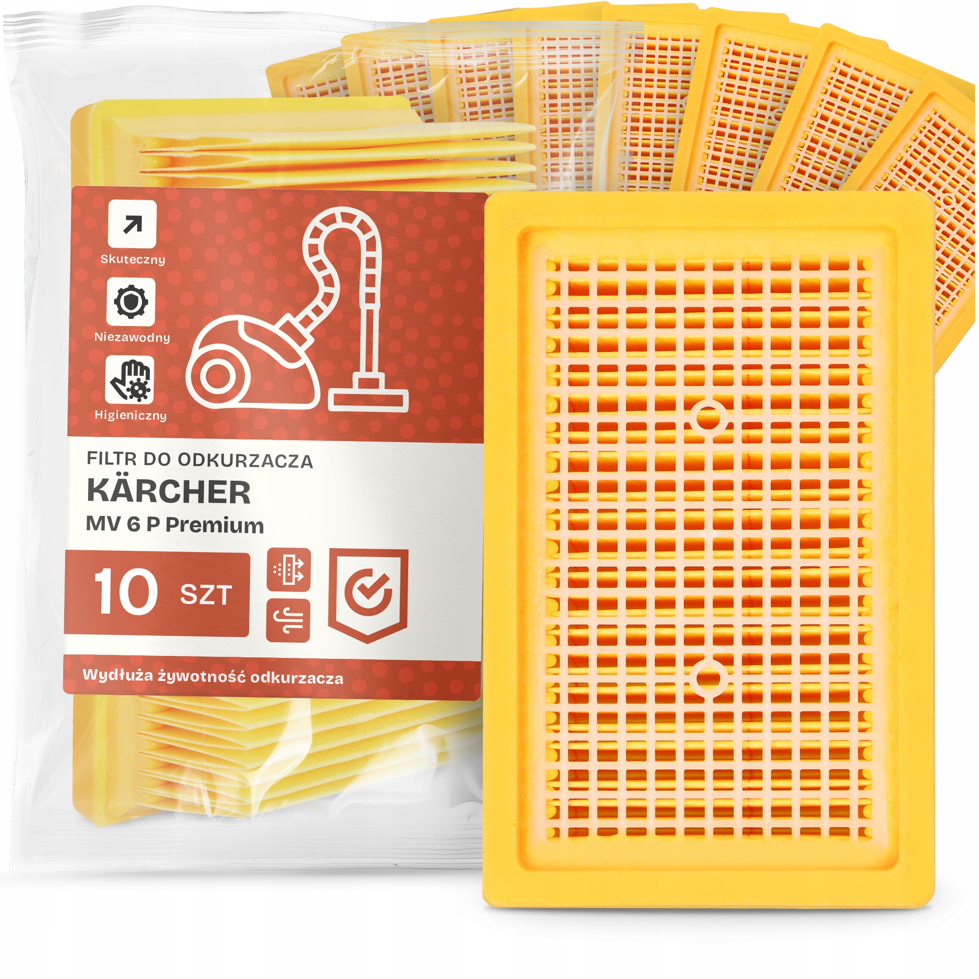 10 x Filtr Pro Vysavač Kärcher MV 6 P Premium Vzduchový vstupní Filtr Em-w