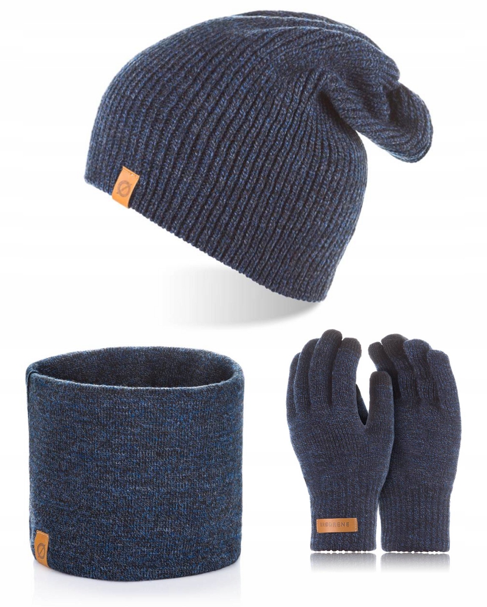 Pánský tmavě modrý komplet Čepice Tuba Rukavice 3v1