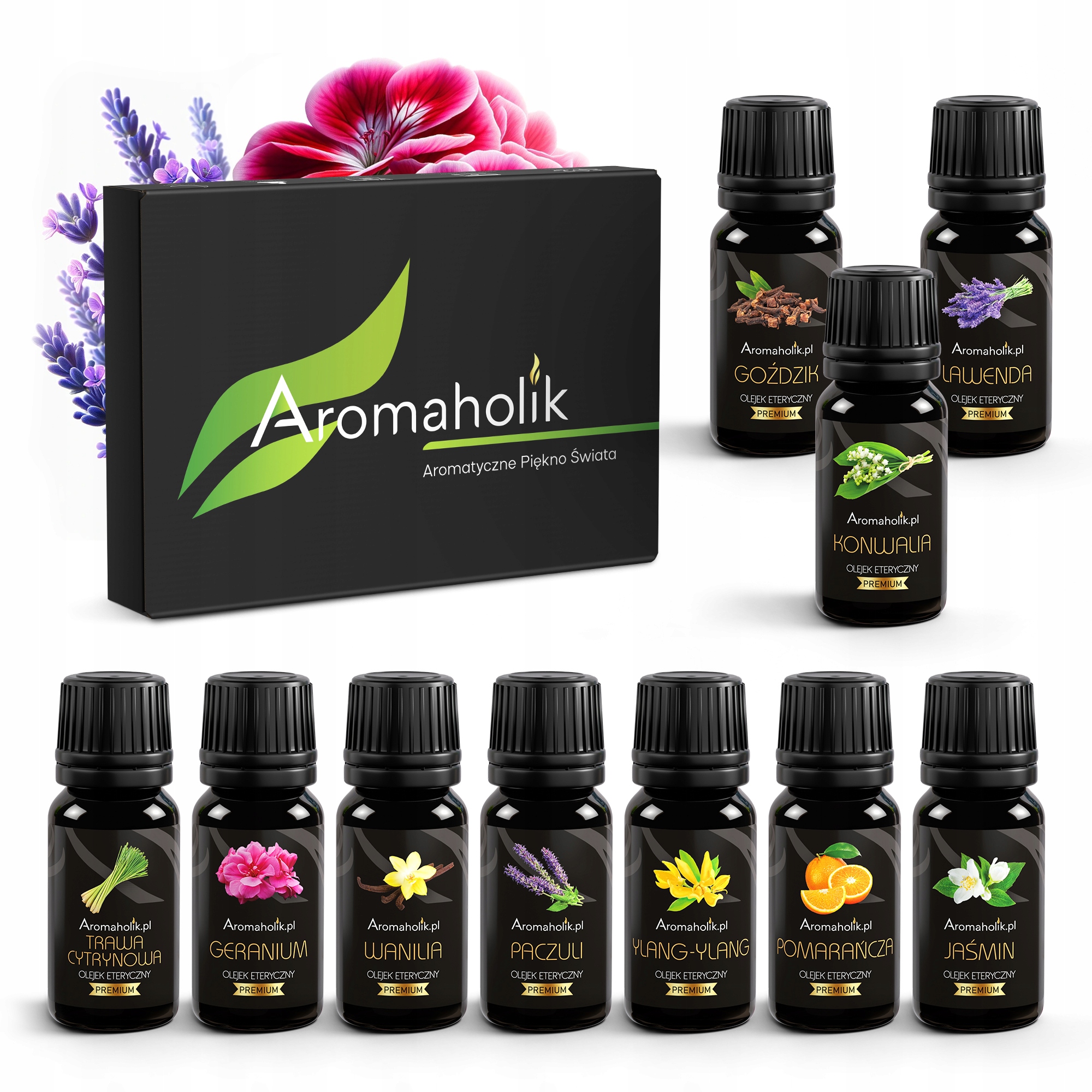 Zestaw 10 Olejków Eterycznych Damskich 100ml Naturalne Aromaty do Sauny